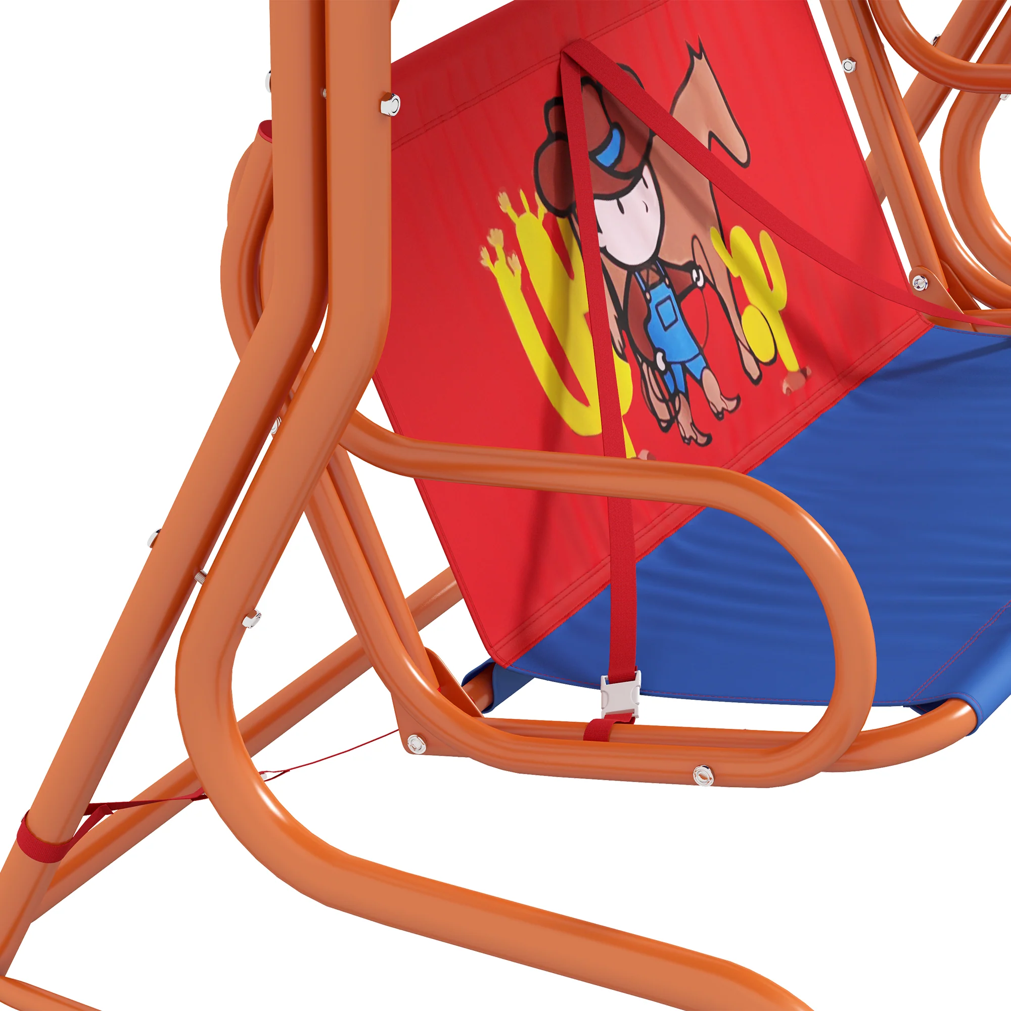 Outsunny 2 Seater Kids Swing Chair, Cowboy Themed with Adjustable Canopy - Image 9