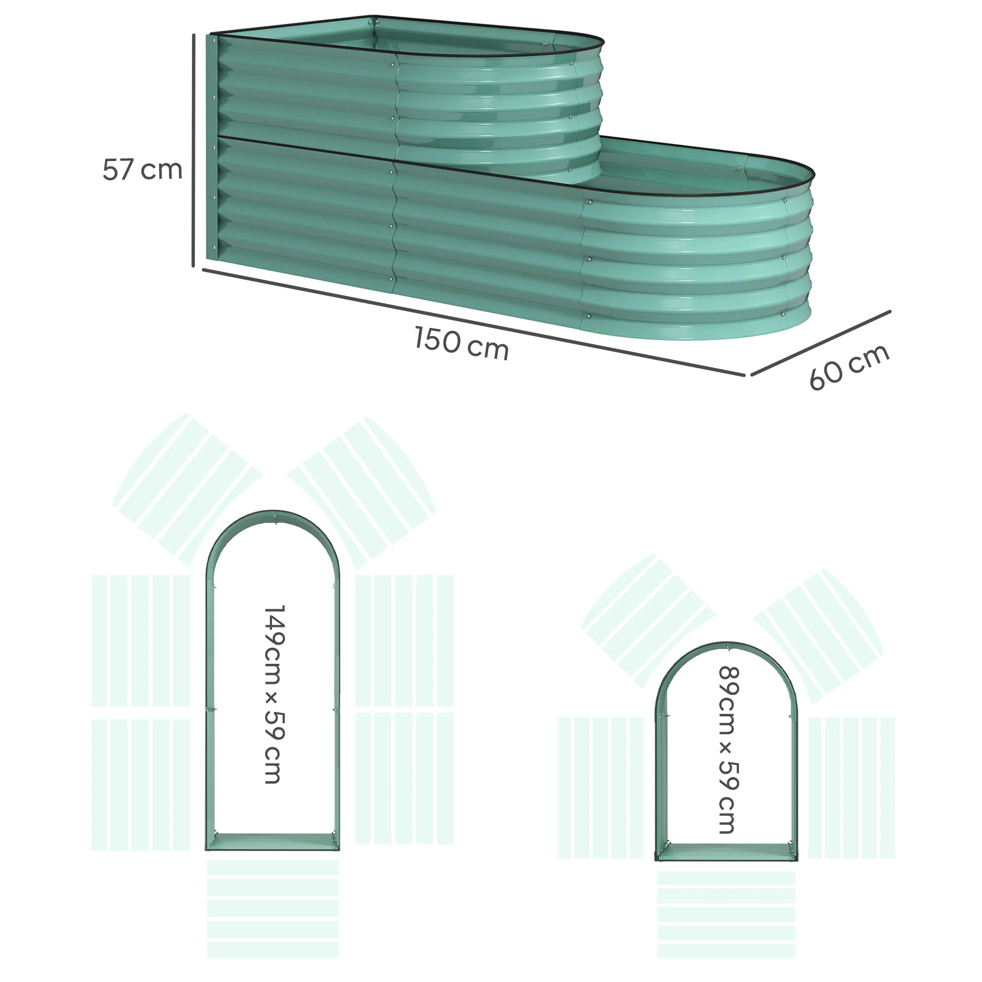 Outsunny 2-Tier Galvanised Raised Garden Bed with Safety Edging - Image 14
