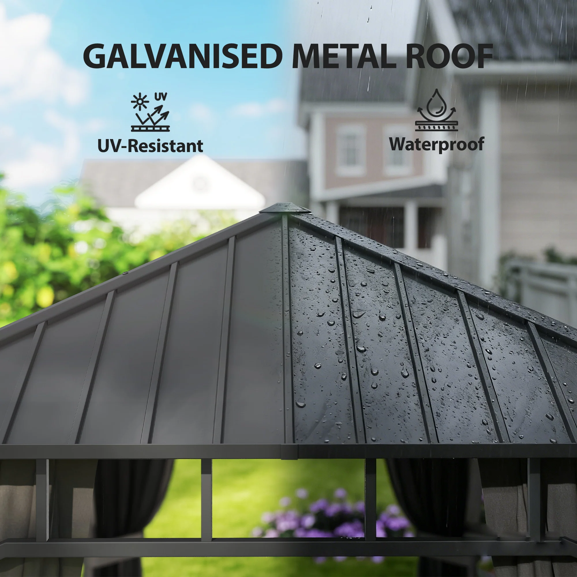 Outsunny 2 X 3.5 M Hardtop Gazebo With Galvanised Steel Roof And Sides - Image 4