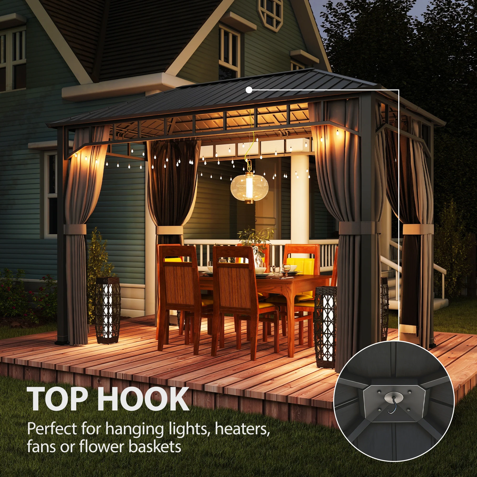 Outsunny 2 X 3.5 M Hardtop Gazebo With Galvanised Steel Roof And Sides - Image 8