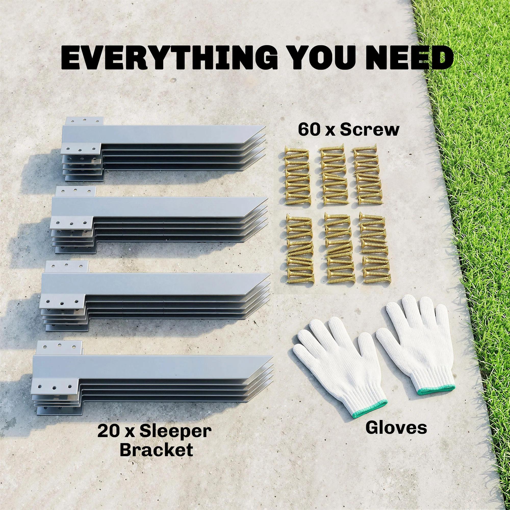 Outsunny 20 Pack Railway Sleeper Brackets, 41 Cm Galvanised Sleeper Stakes - Image 3
