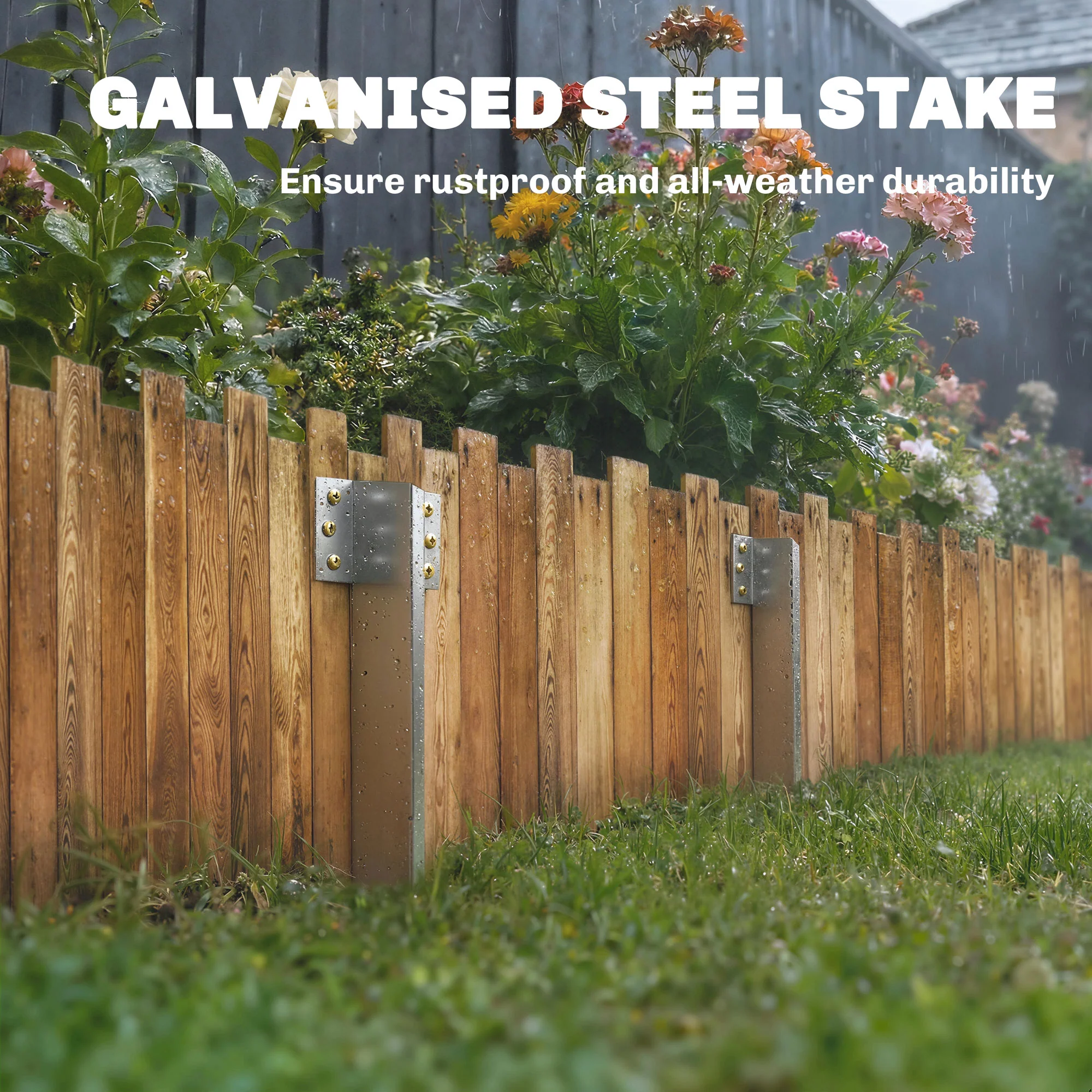 Outsunny 20 Pack Railway Sleeper Brackets, 41 Cm Galvanised Sleeper Stakes - Image 6