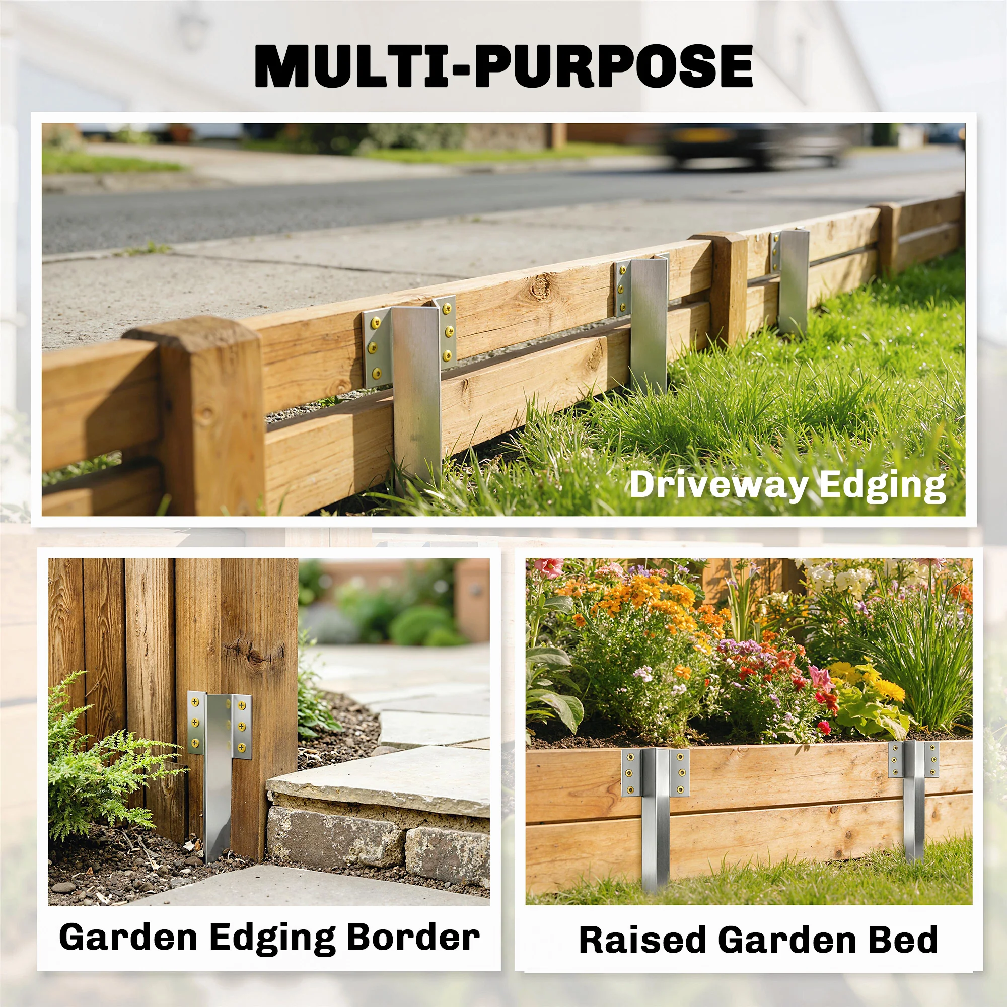 Outsunny 20 Pack Railway Sleeper Brackets, 41 Cm Galvanised Sleeper Stakes - Image 7