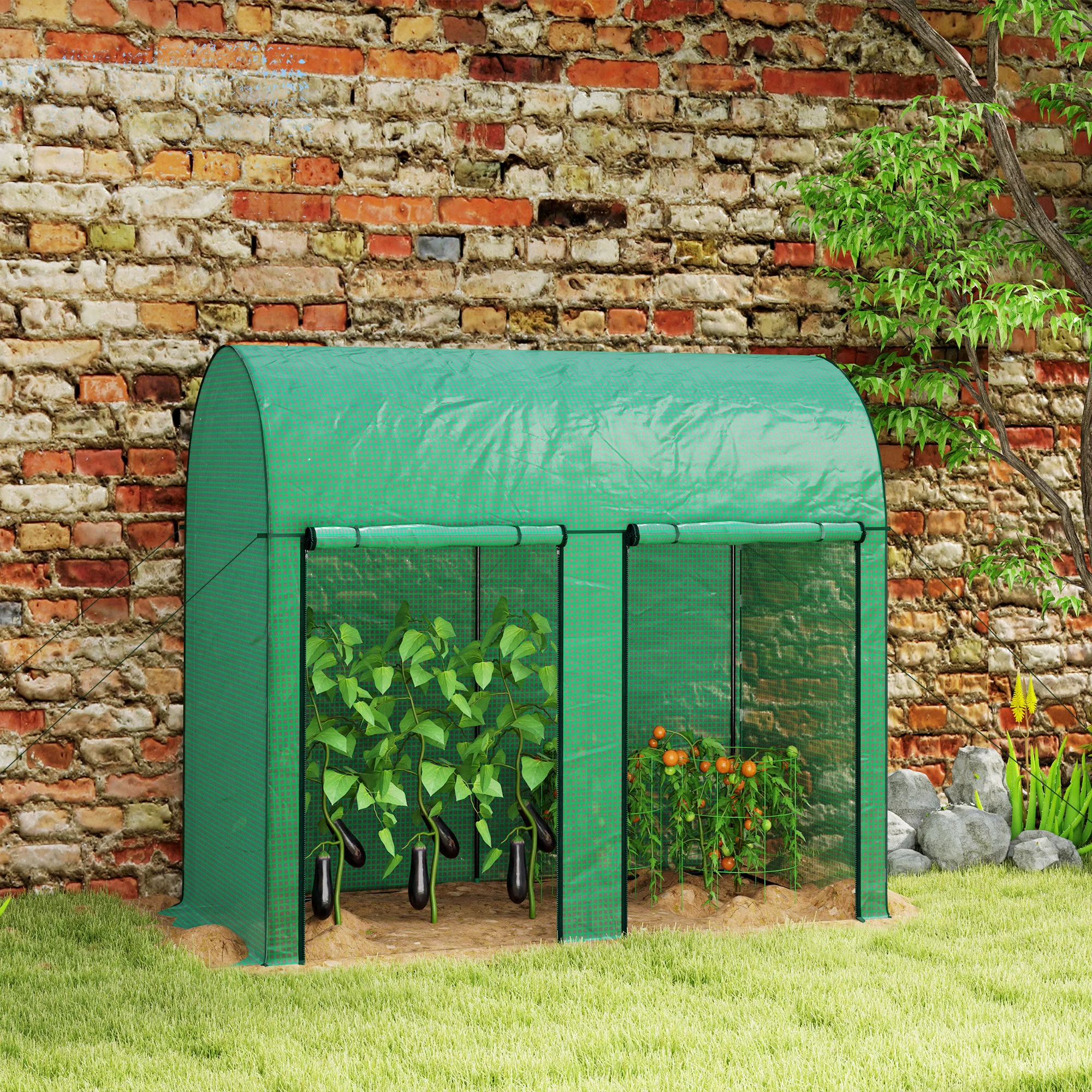Outsunny 200 x 100 x 178cm Small Tomato Greenhouse with Roll-up Zipped Doors - Image 2