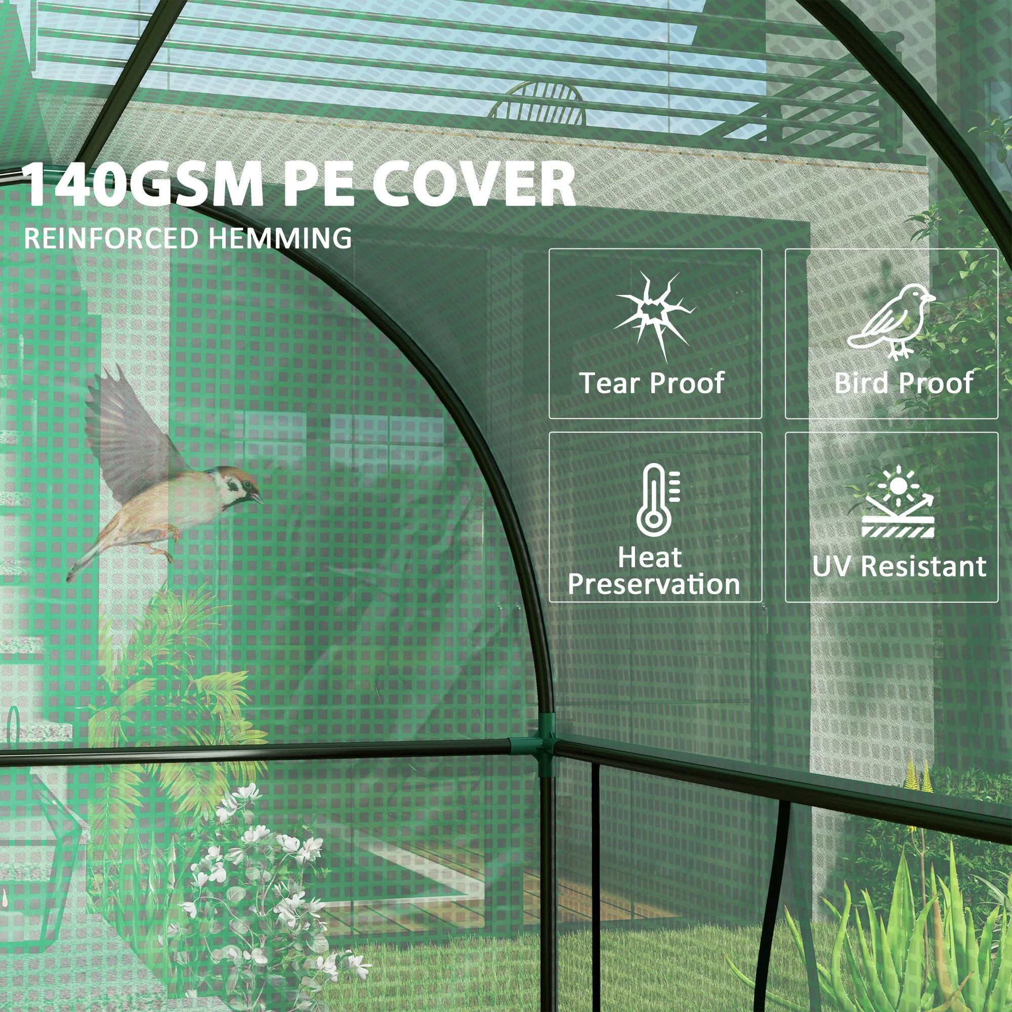 Outsunny 200 x 100 x 178cm Small Tomato Greenhouse with Roll-up Zipped Doors - Image 4