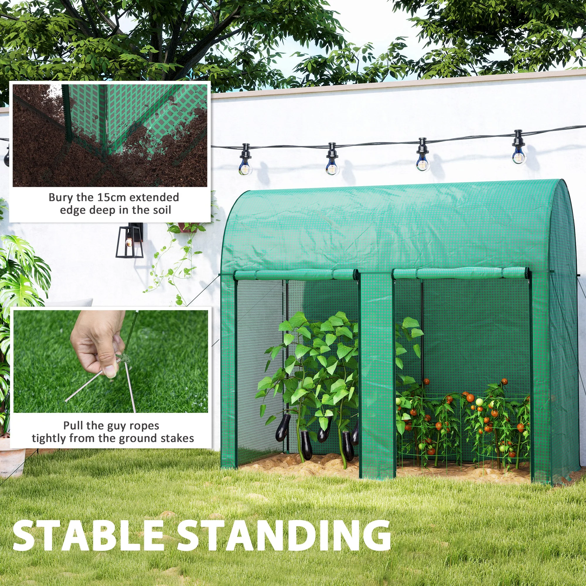Outsunny 200 x 100 x 178cm Small Tomato Greenhouse with Roll-up Zipped Doors - Image 7