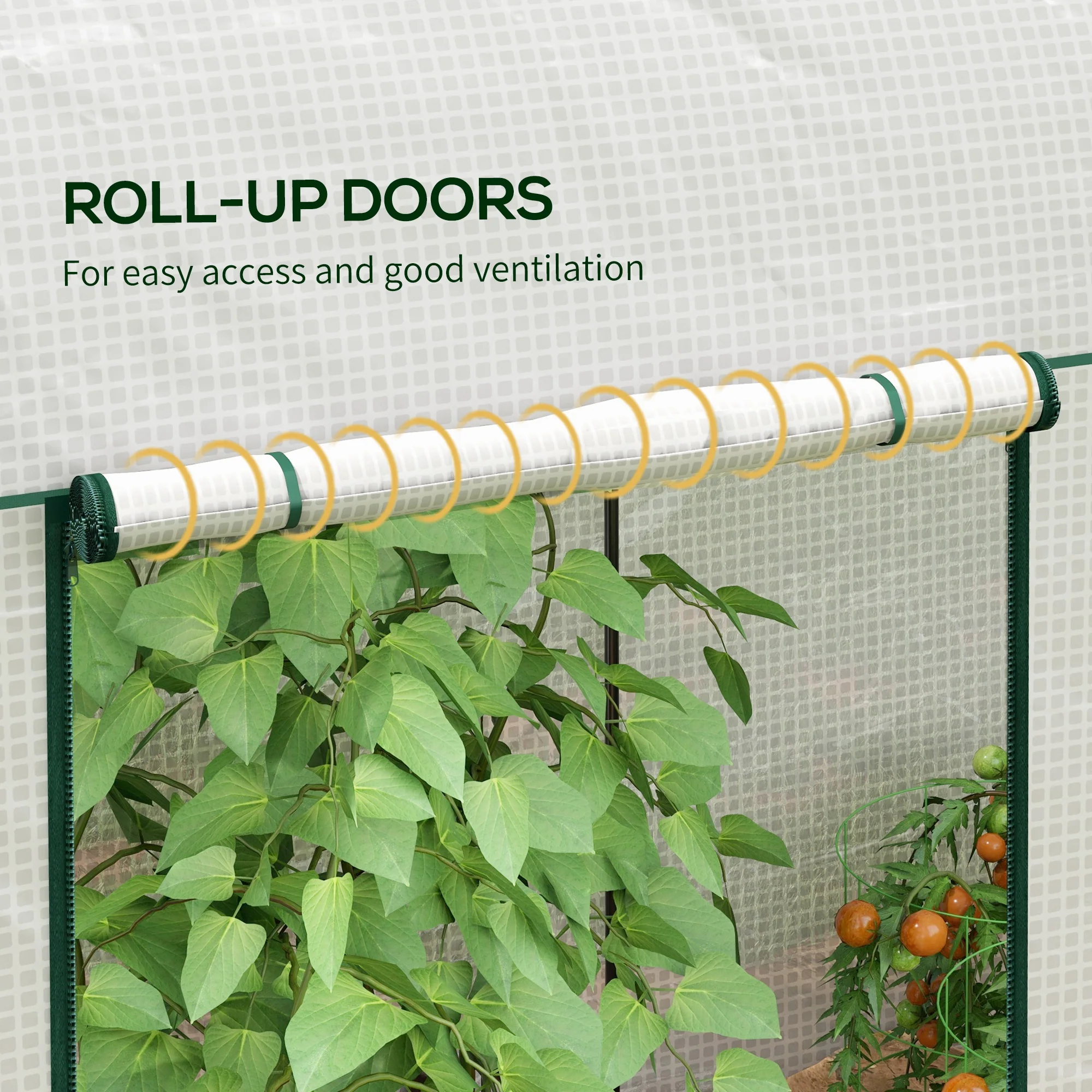 Outsunny 200 x 100 x 178cm Small Tomato Greenhouse with Roll-up Zipped Doors - Image 6