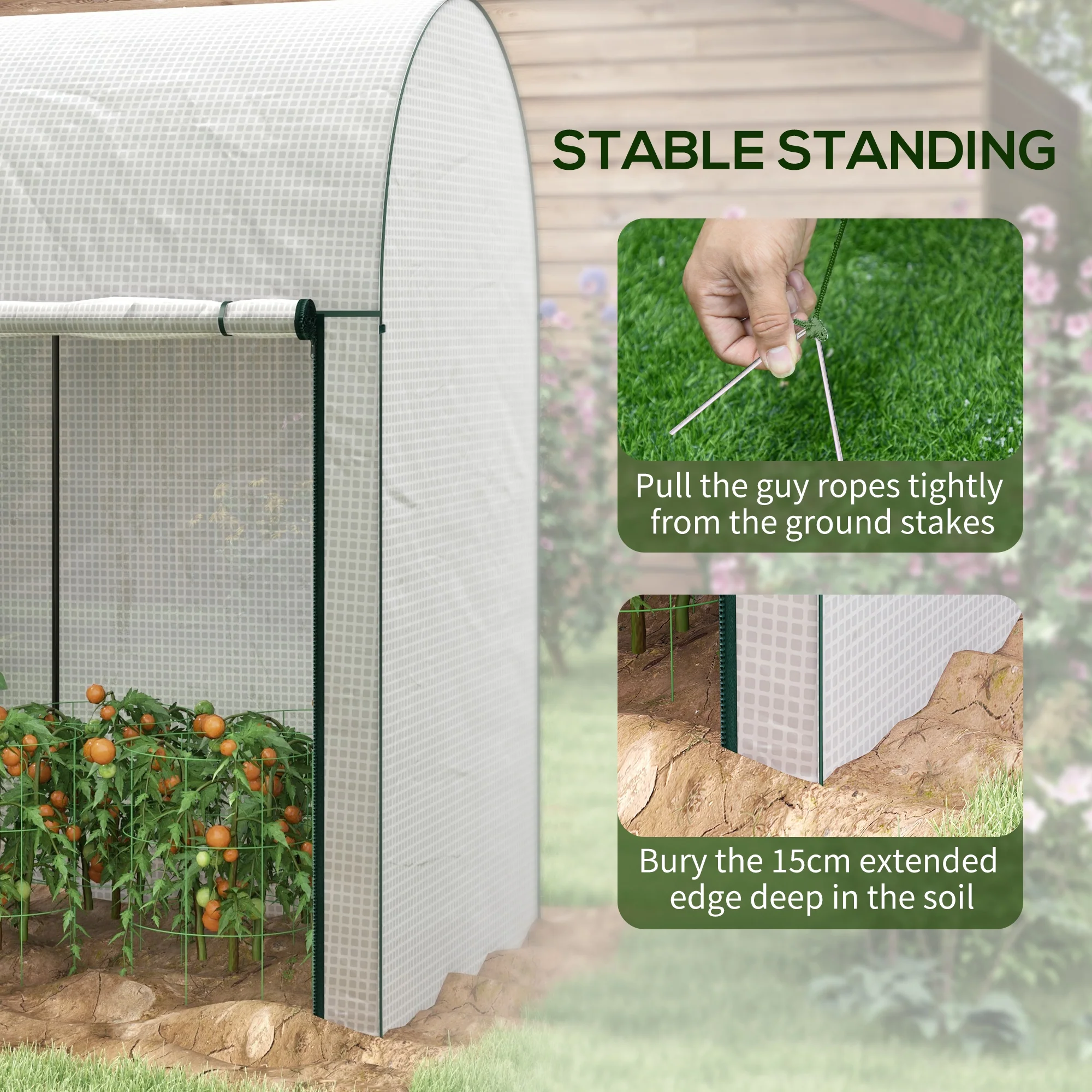 Outsunny 200 x 100 x 178cm Small Tomato Greenhouse with Roll-up Zipped Doors - Image 7