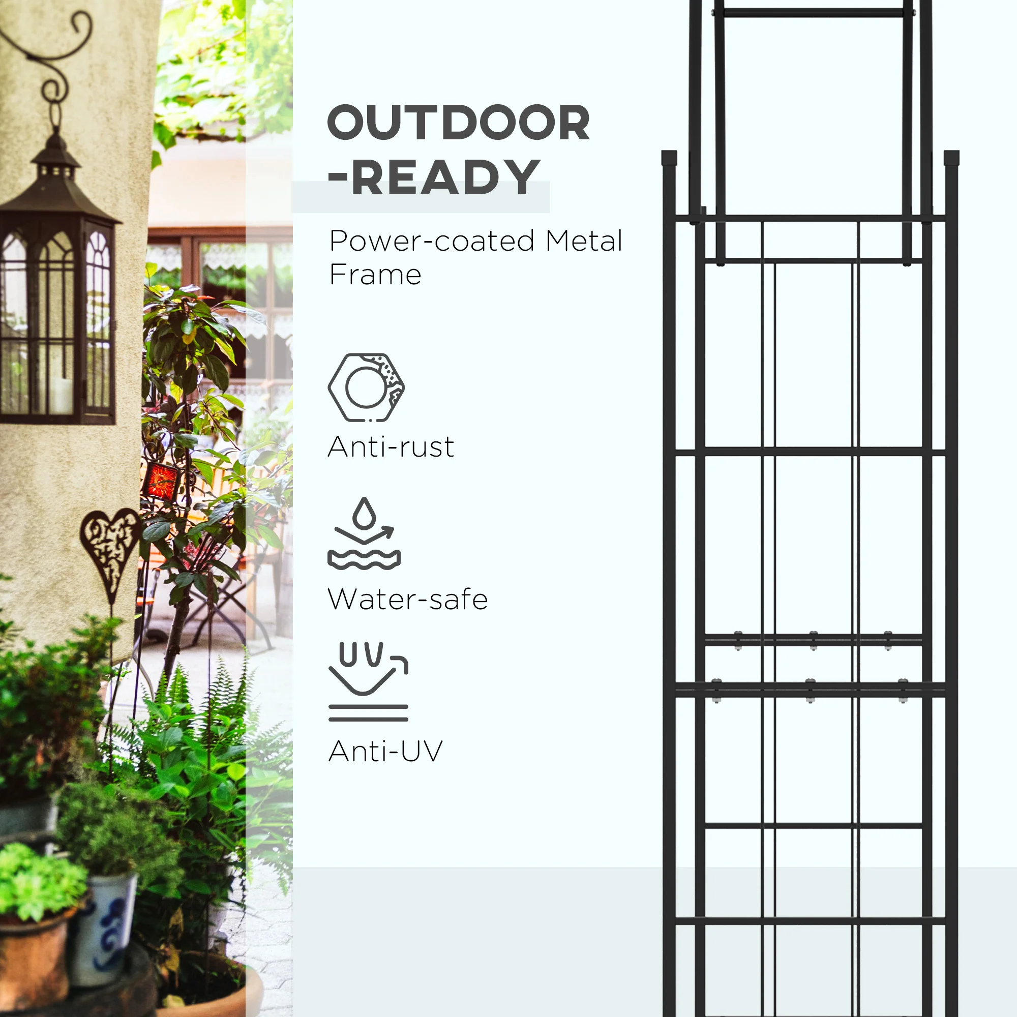 Outsunny 223cm Garden Arch Trellis, Outdoor Wedding Arbor for Roses, Vines - Image 6