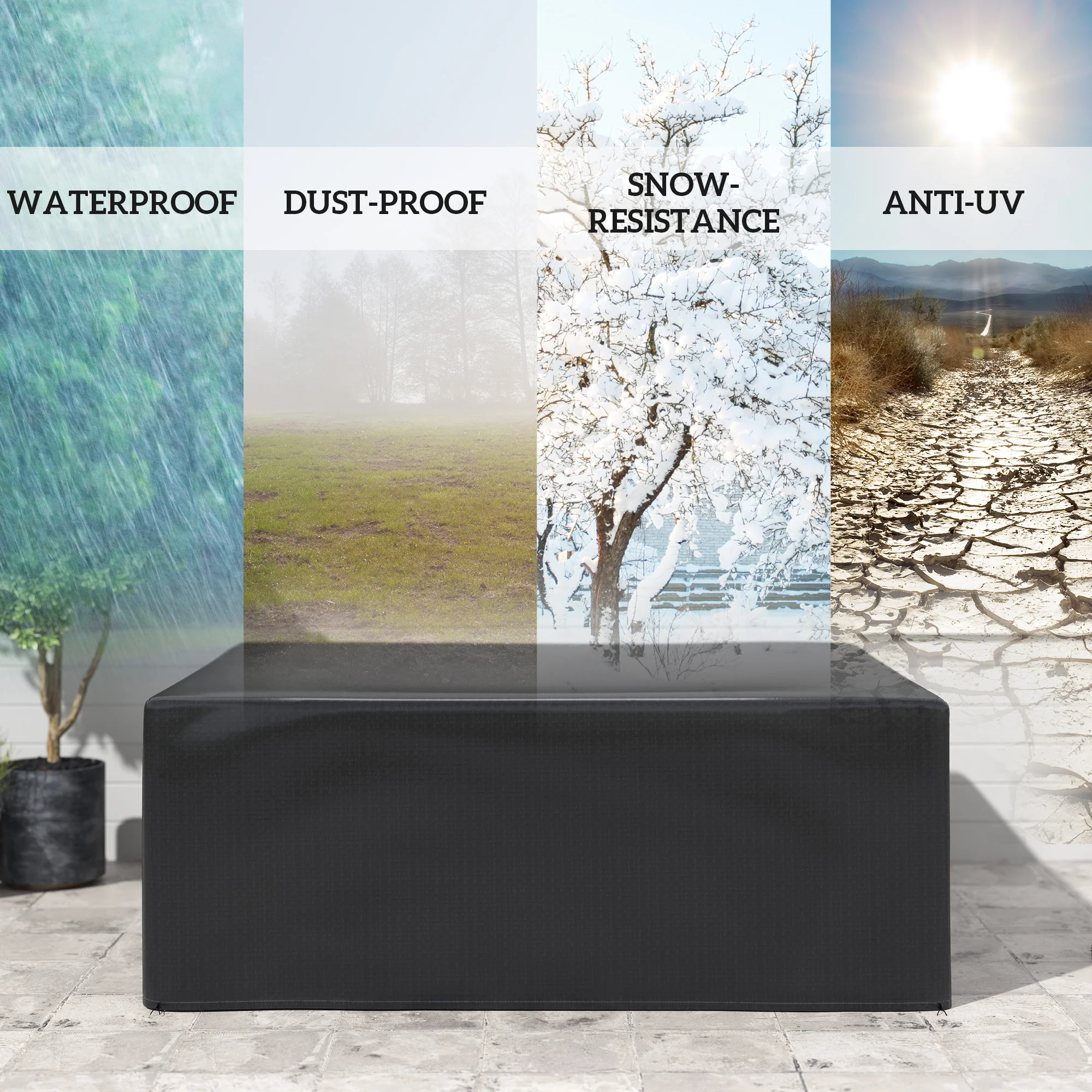 Outsunny 235x190x90cm Large Patio Set Outdoor Garden Furniture Cover Black - Image 3