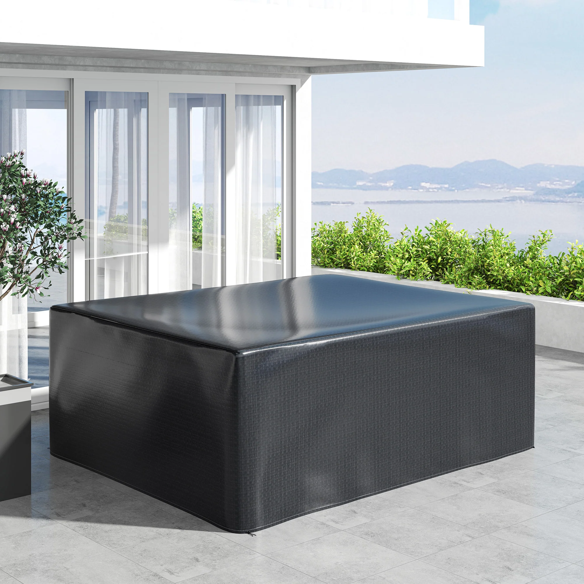 Outsunny 235x190x90cm Large Patio Set Outdoor Garden Furniture Cover Black - Image 7
