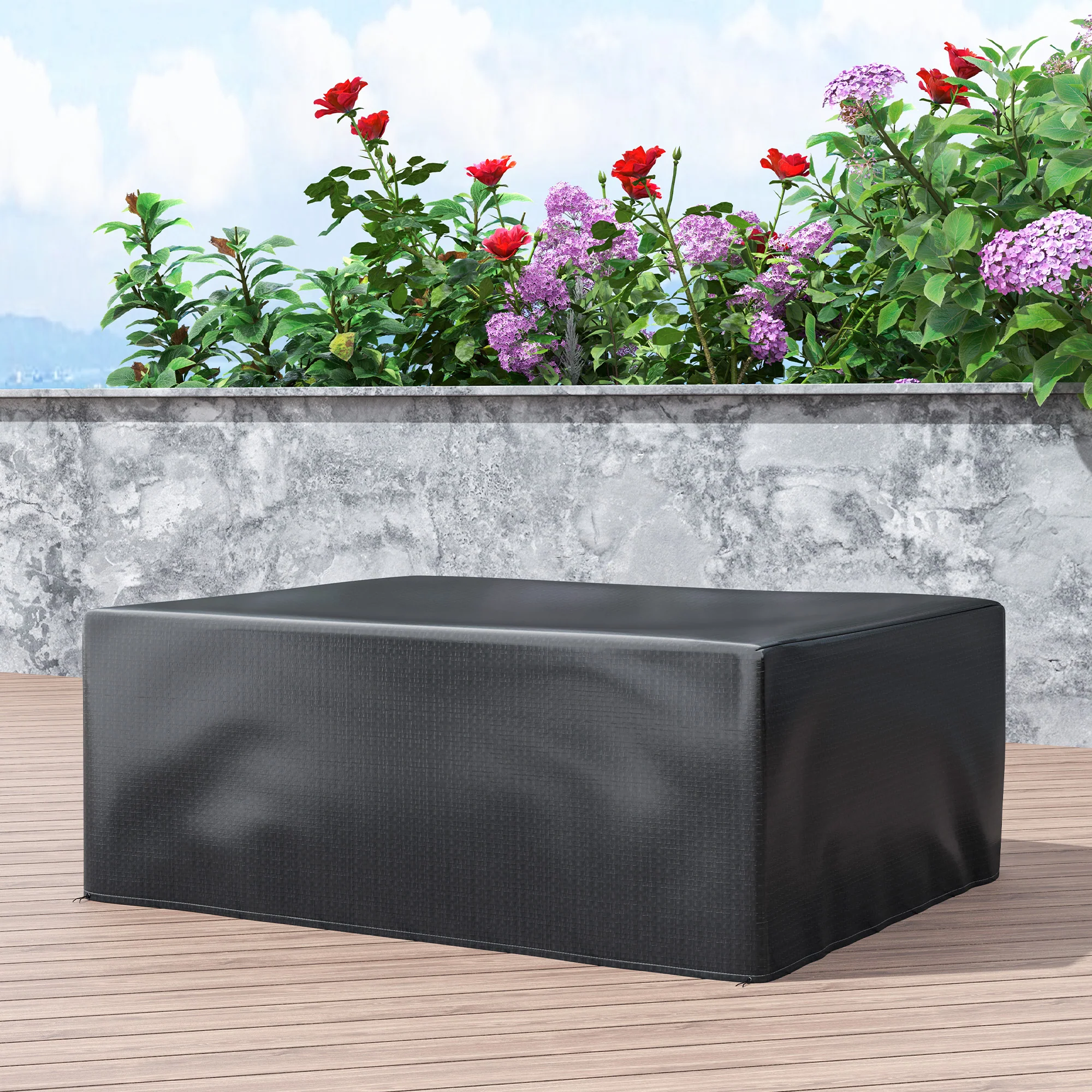 Outsunny 235x190x90cm Large Patio Set Outdoor Garden Furniture Cover Black - Image 8