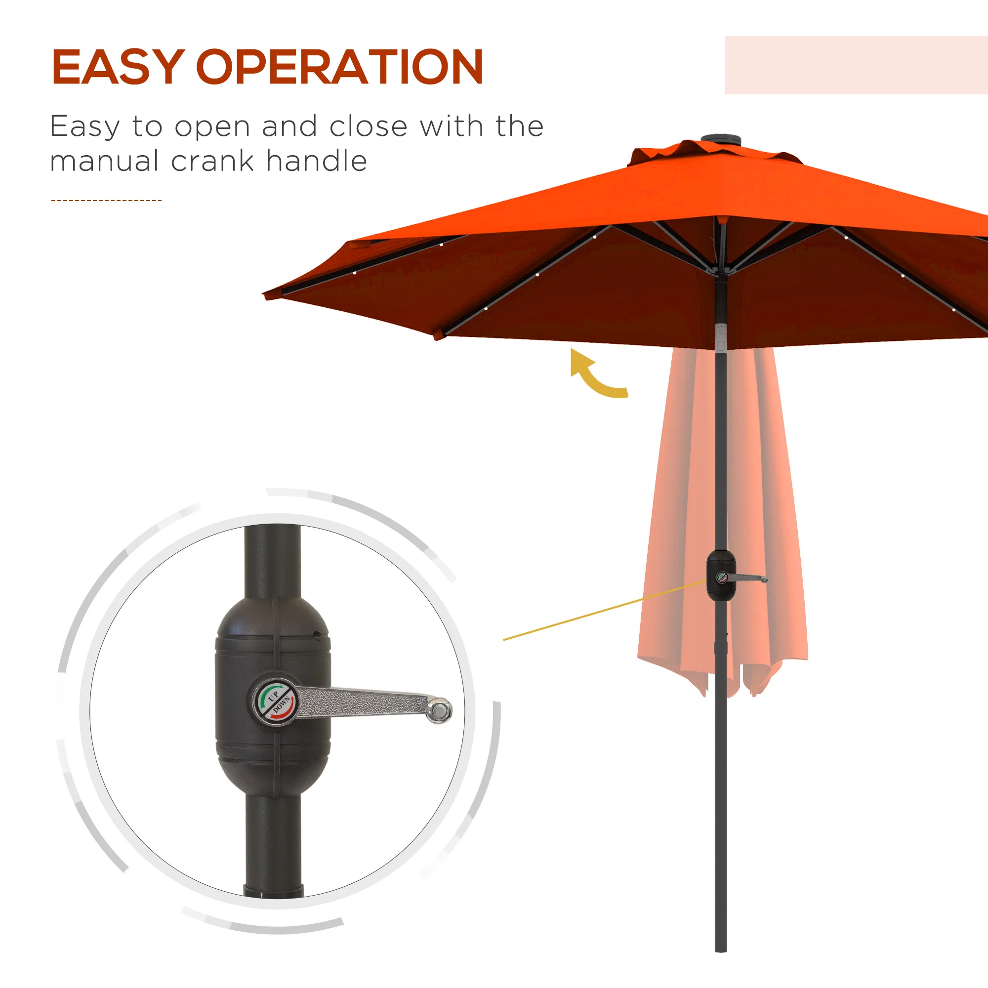 Outsunny 24 LED Solar Powered Parasol Umbrella Garden Tilt Outdoor String Light - Image 7