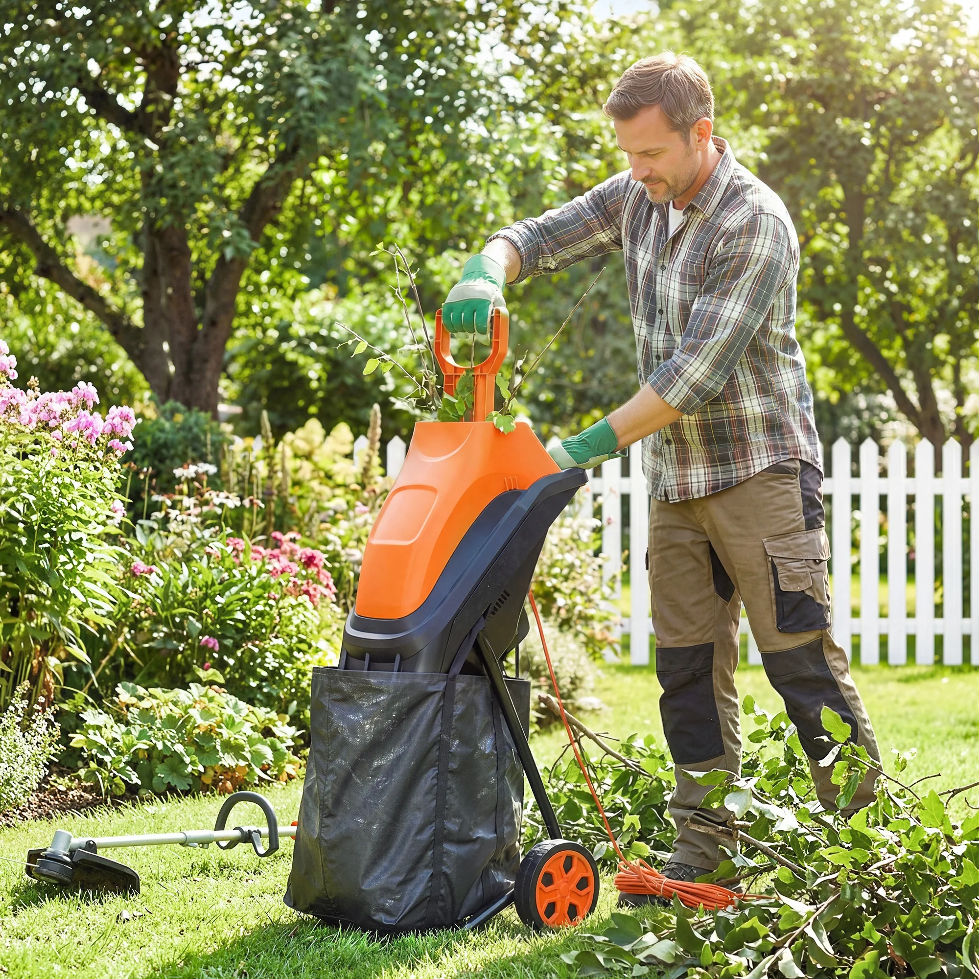 Outsunny 2500W Electric Wood Chipper With 45L Collection Bag - Image 2