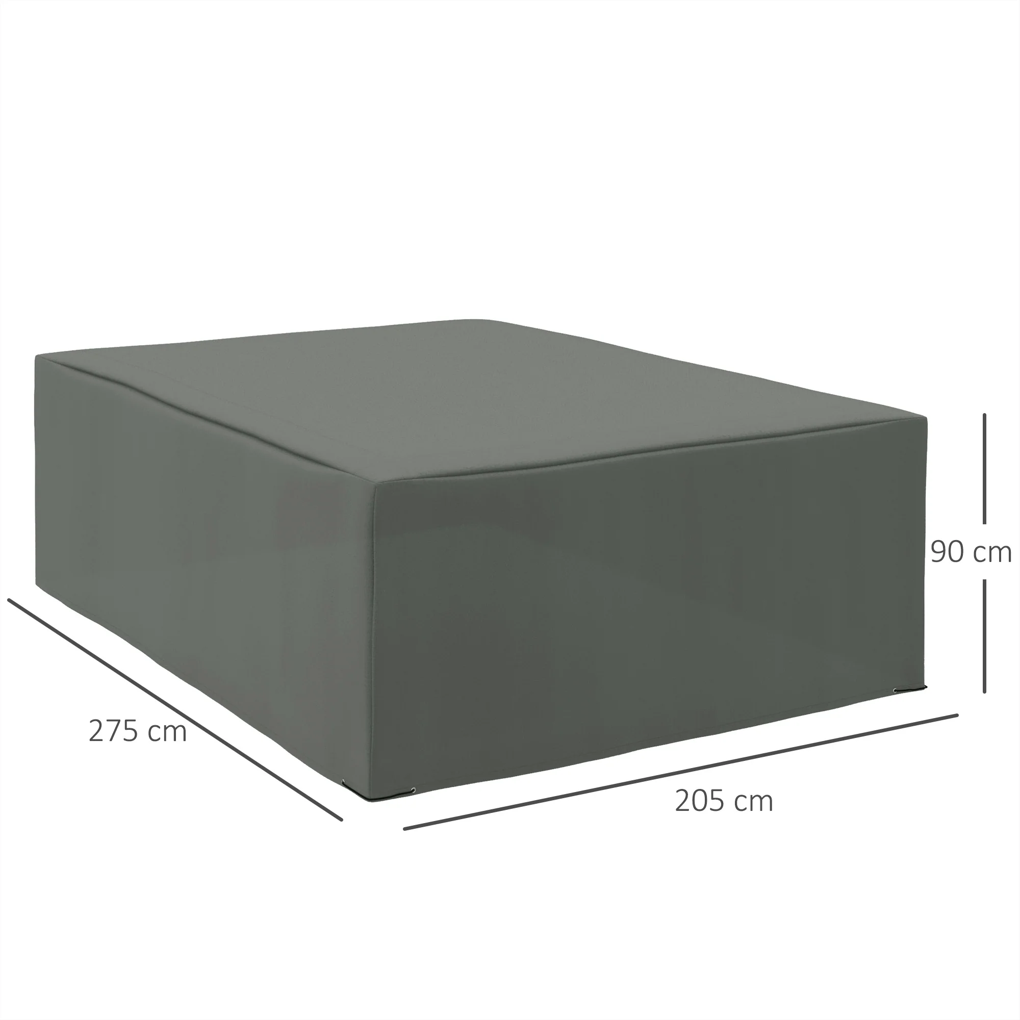 Outsunny 275x205cm Outdoor & Garden Furniture Table Chair Set Cover Water UV Resistant Protection Oxford Fabric Rattan Lounge Clean Cover Grey Protective - Image 9