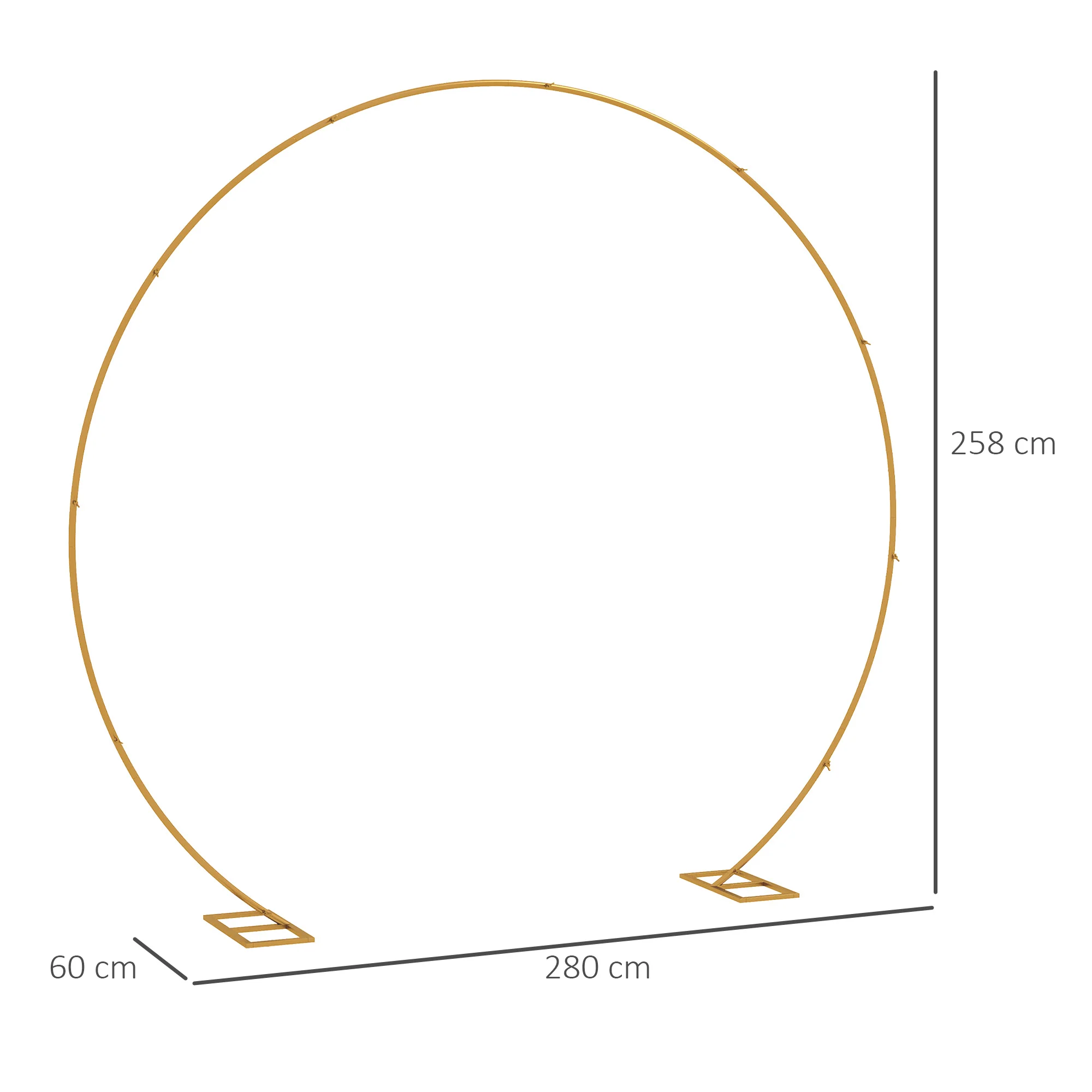 Outsunny 280cm Gold Tone Wedding Arch Round Backdrop Stand for Birthday Party - Image 3