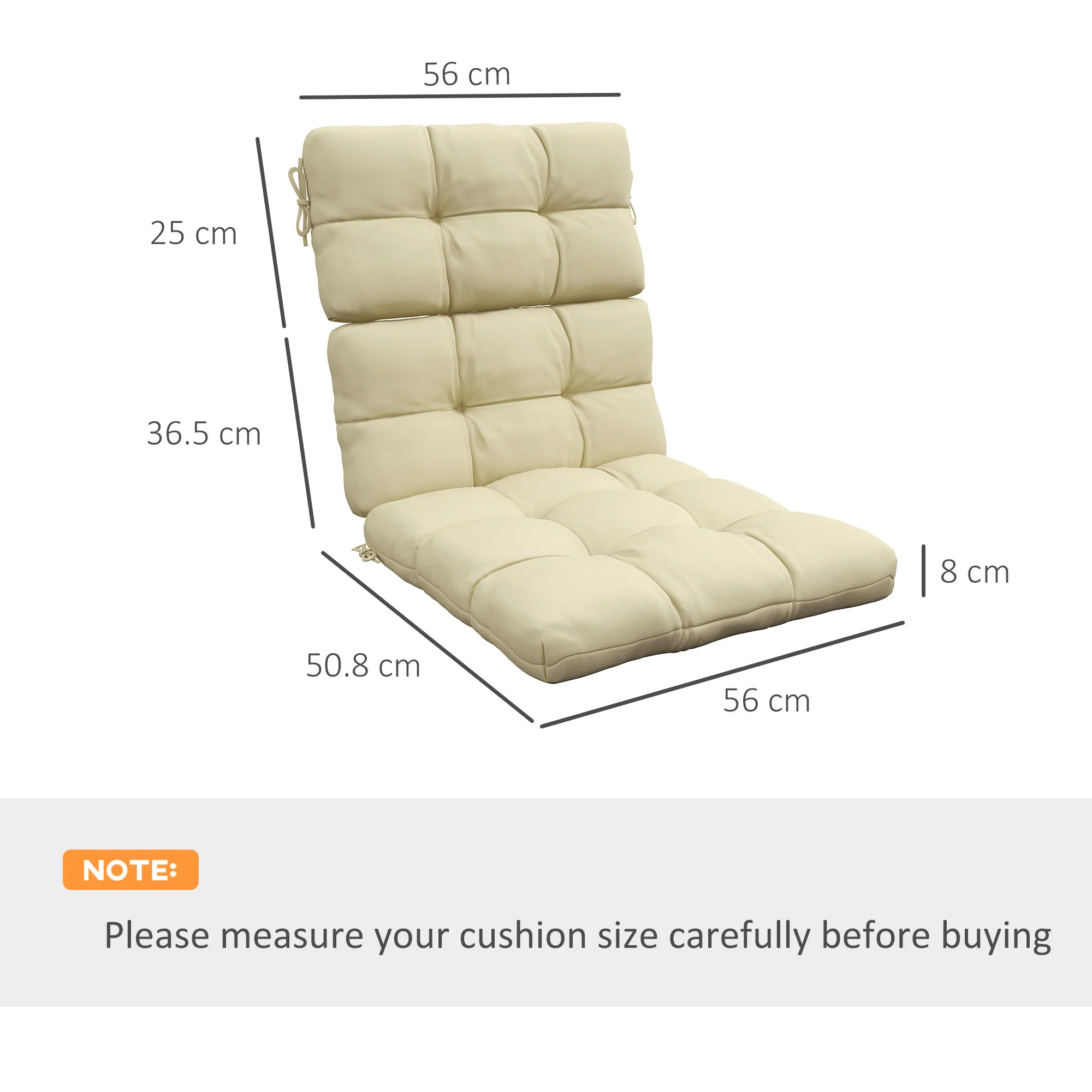 Outsunny 2pc Outdoor Seat Cushion With Backrest, Ties, For Garden - Image 5