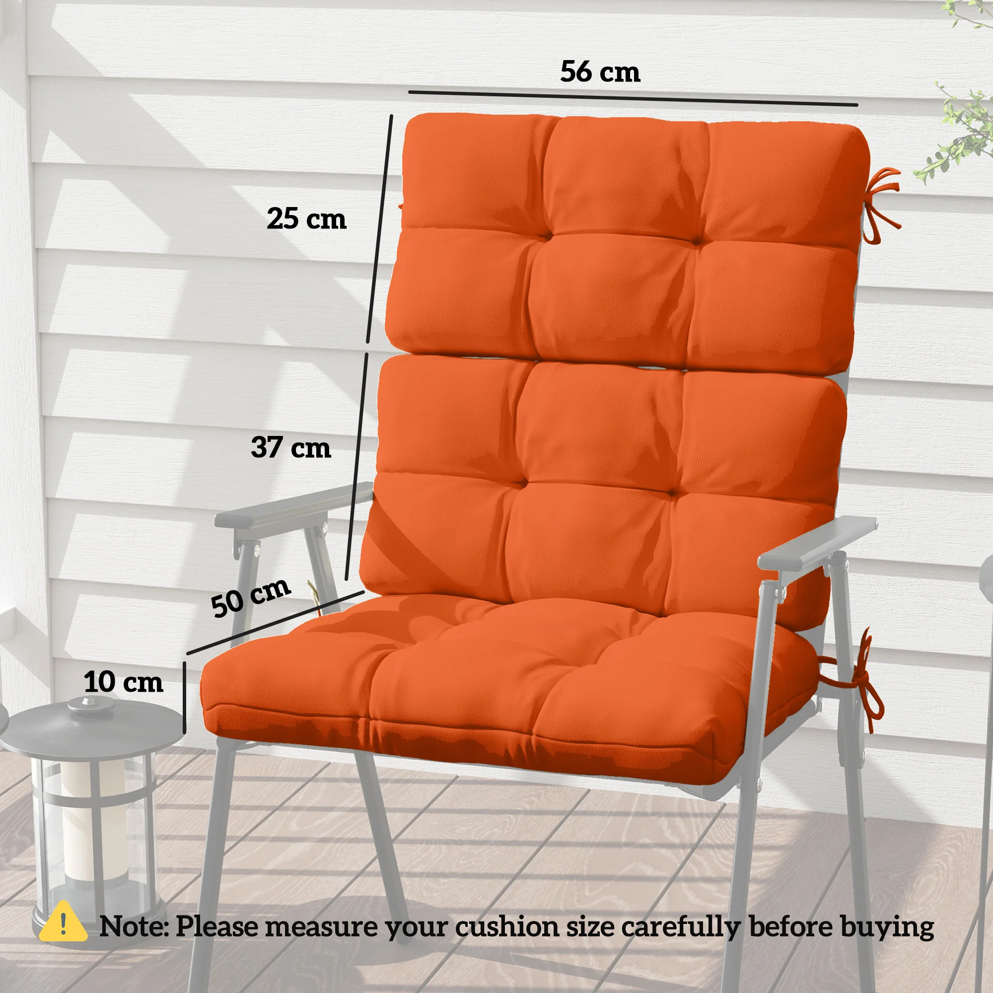 Outsunny 2pc Outdoor Seat Cushion with Backrest, Ties, for Garden, Orange - Image 5