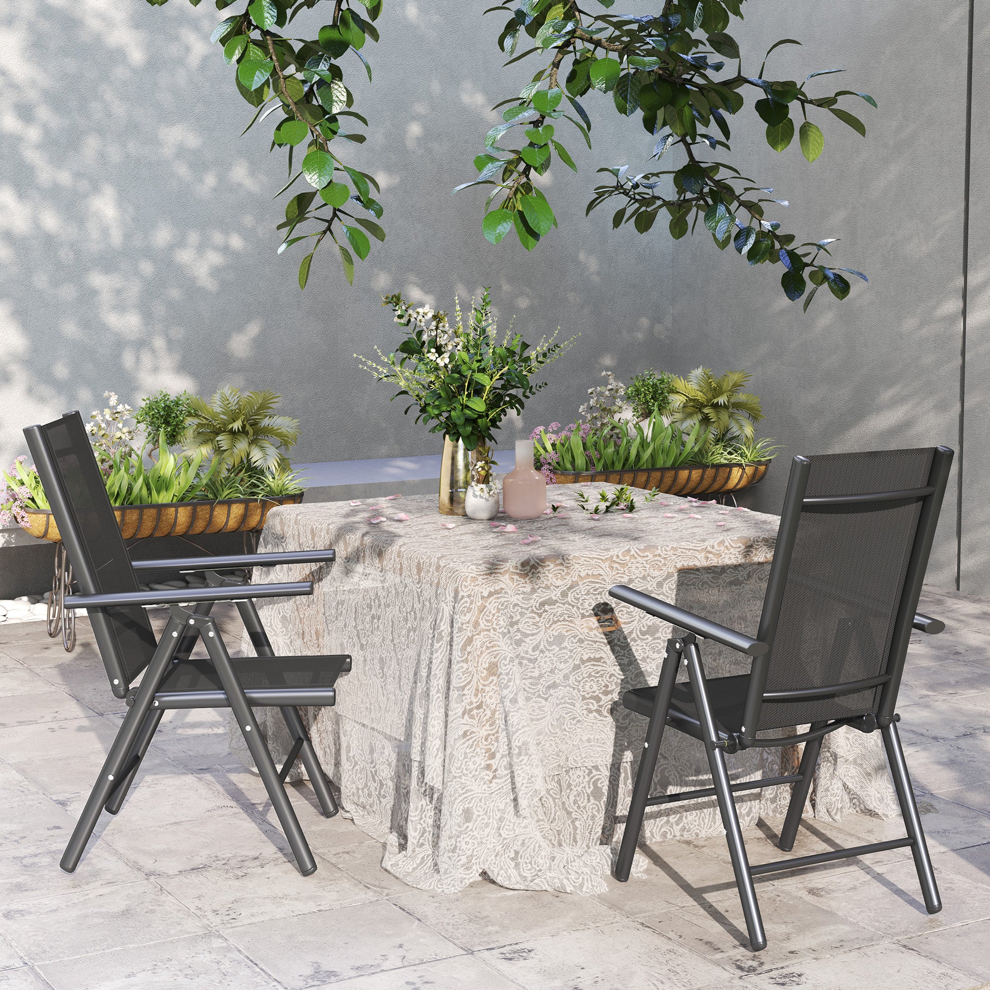 Outsunny 2PCS Folding Chair w/ Breathable Mesh Back and Seat, Light Grey - Image 18