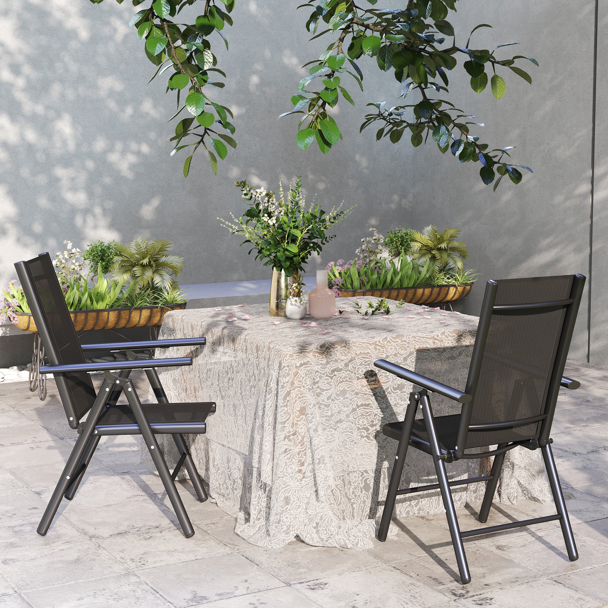 Outsunny 2PCS Folding Chair w/ Breathable Mesh Back and Seat, Light Grey - Image 9