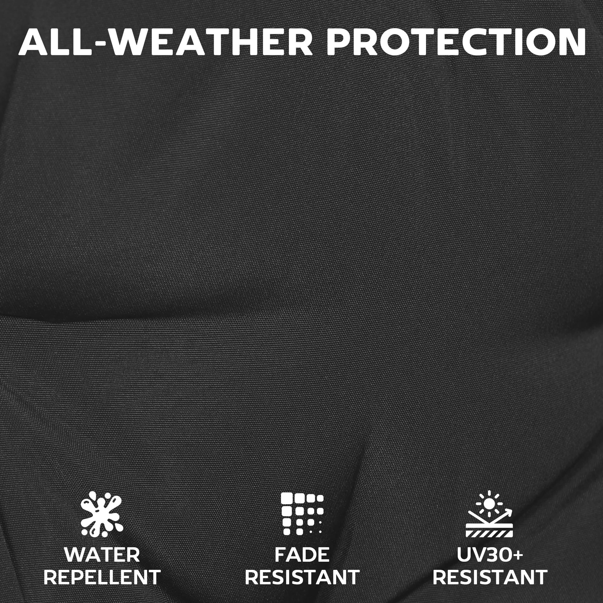 Outsunny 2Pcs Garden Chair Cushions, Waterproof Seat Pads, Black - Image 5