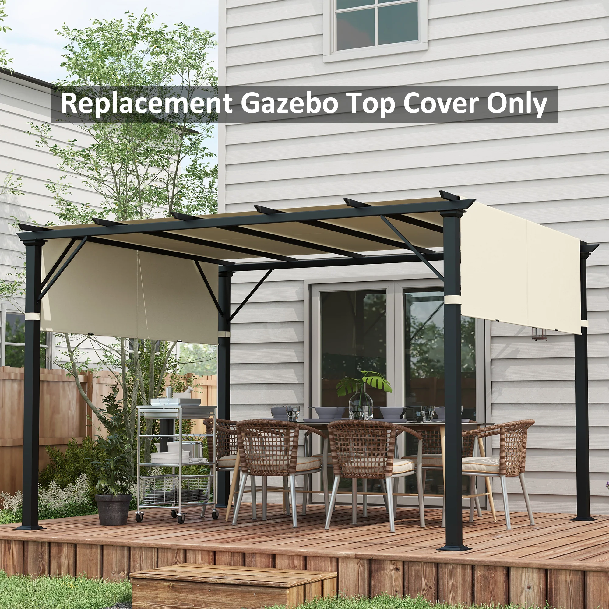 Outsunny 2Pcs Pergola Replacement Canopy, 4.9 x 1.2m, UV Protection, White - Image 2