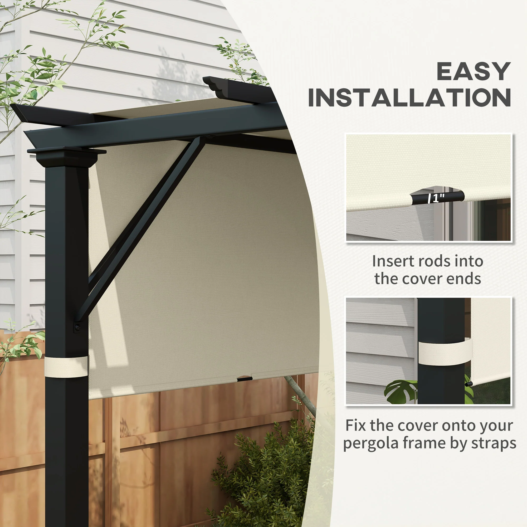 Outsunny 2Pcs Pergola Replacement Canopy, 4.9 x 1.2m, UV Protection, White - Image 6
