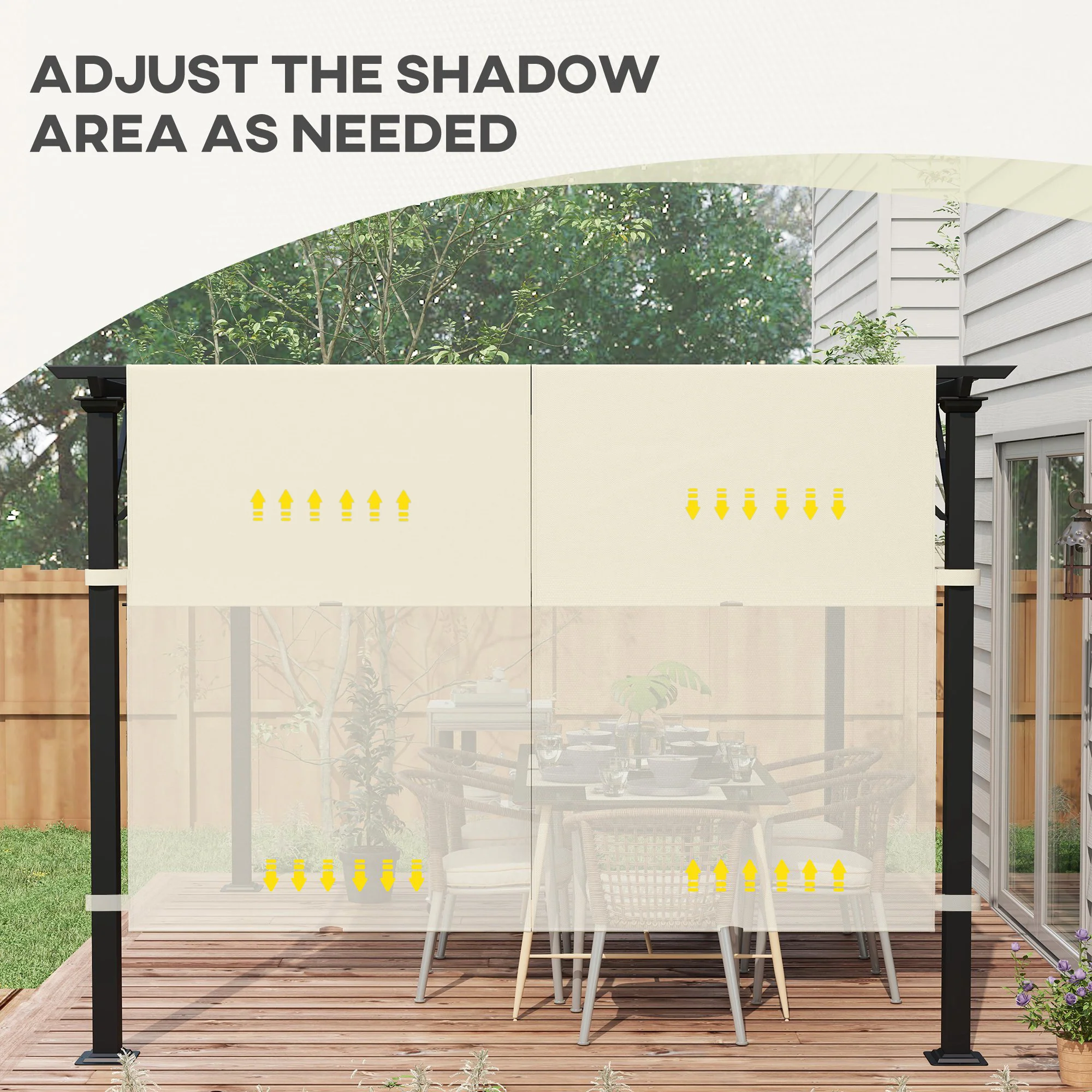 Outsunny 2Pcs Pergola Replacement Canopy, 4.9 x 1.2m, UV Protection, White - Image 7