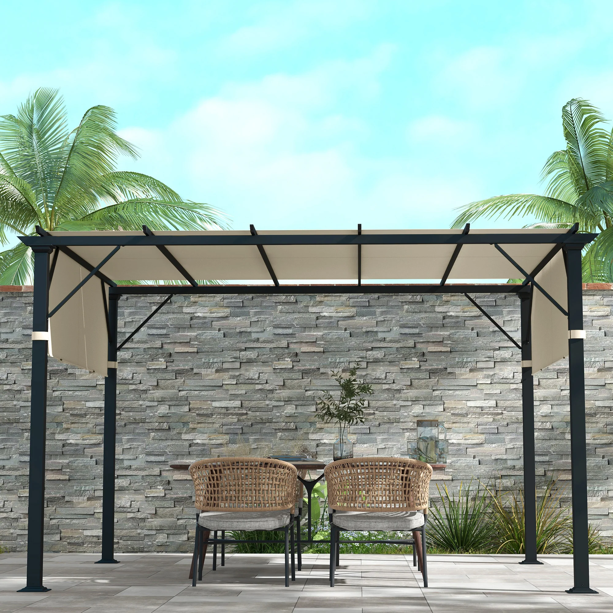 Outsunny 2Pcs Pergola Replacement Canopy, 4.9 x 1.2m, UV Protection, White - Image 8