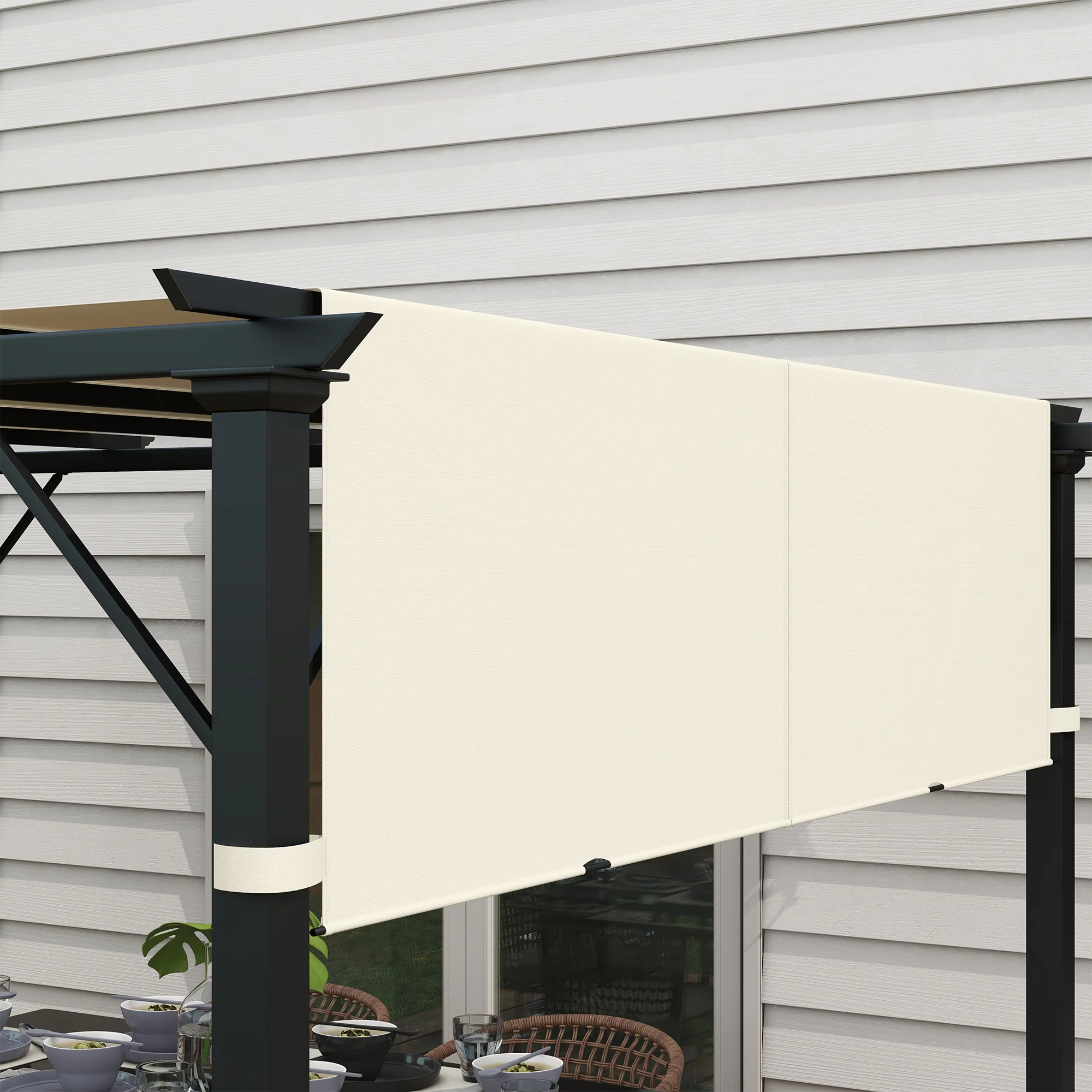 Outsunny 2Pcs Pergola Replacement Canopy, 4.9 x 1.2m, UV Protection, White - Image 9
