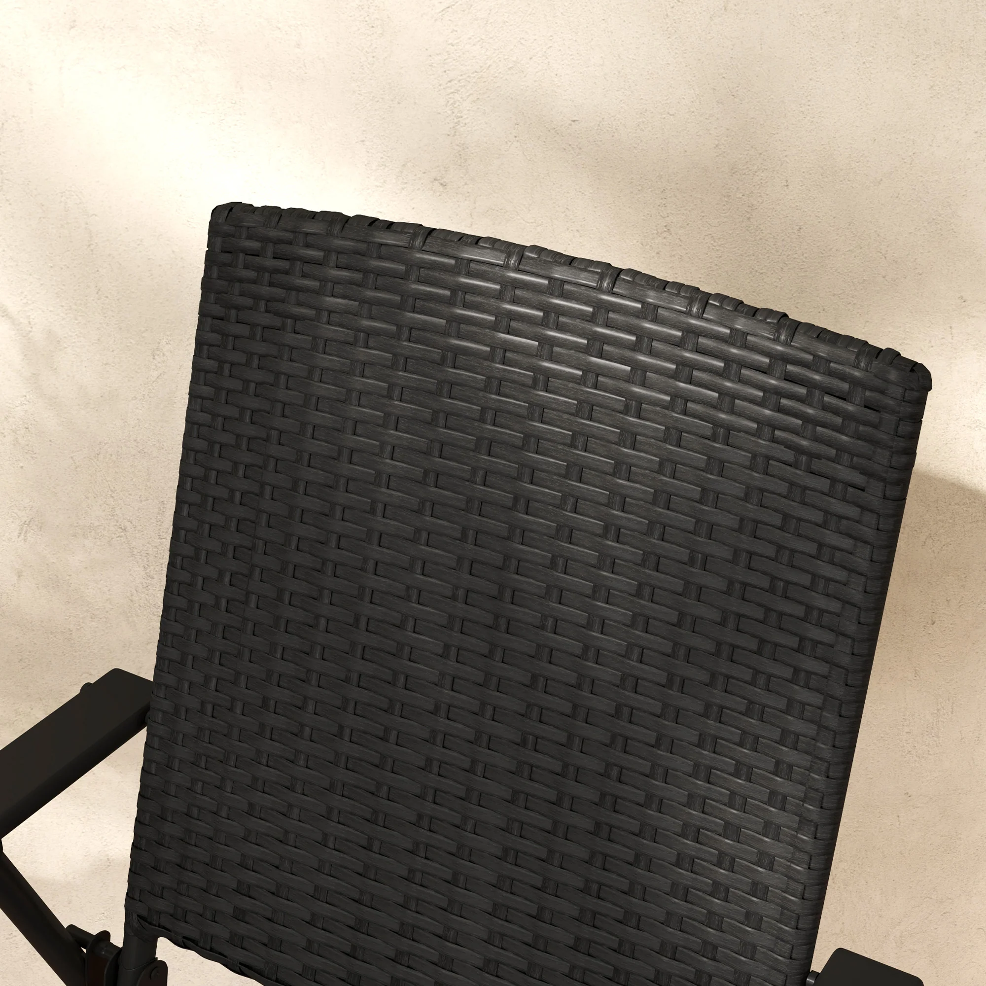 Outsunny 2pcs Rattan Chair Foldable Garden Furniture w/ Armrest Black - Image 8