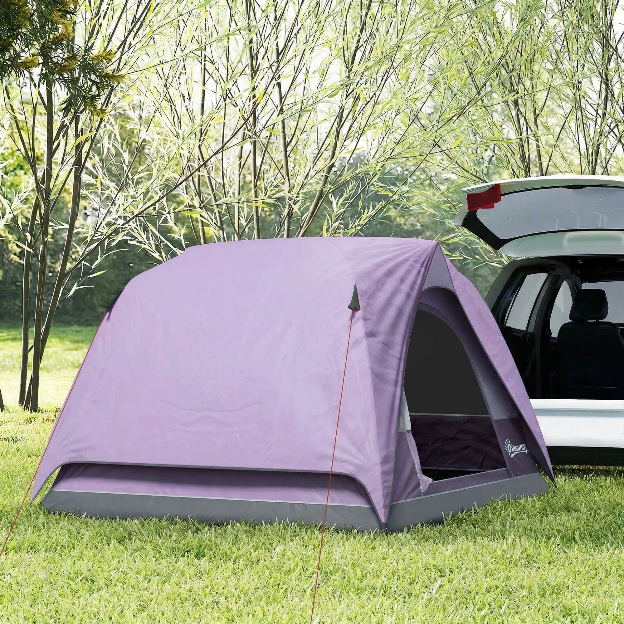 Outsunny 3-4 Person Camping Tent, Waterproof Tent, Purple - Image 8