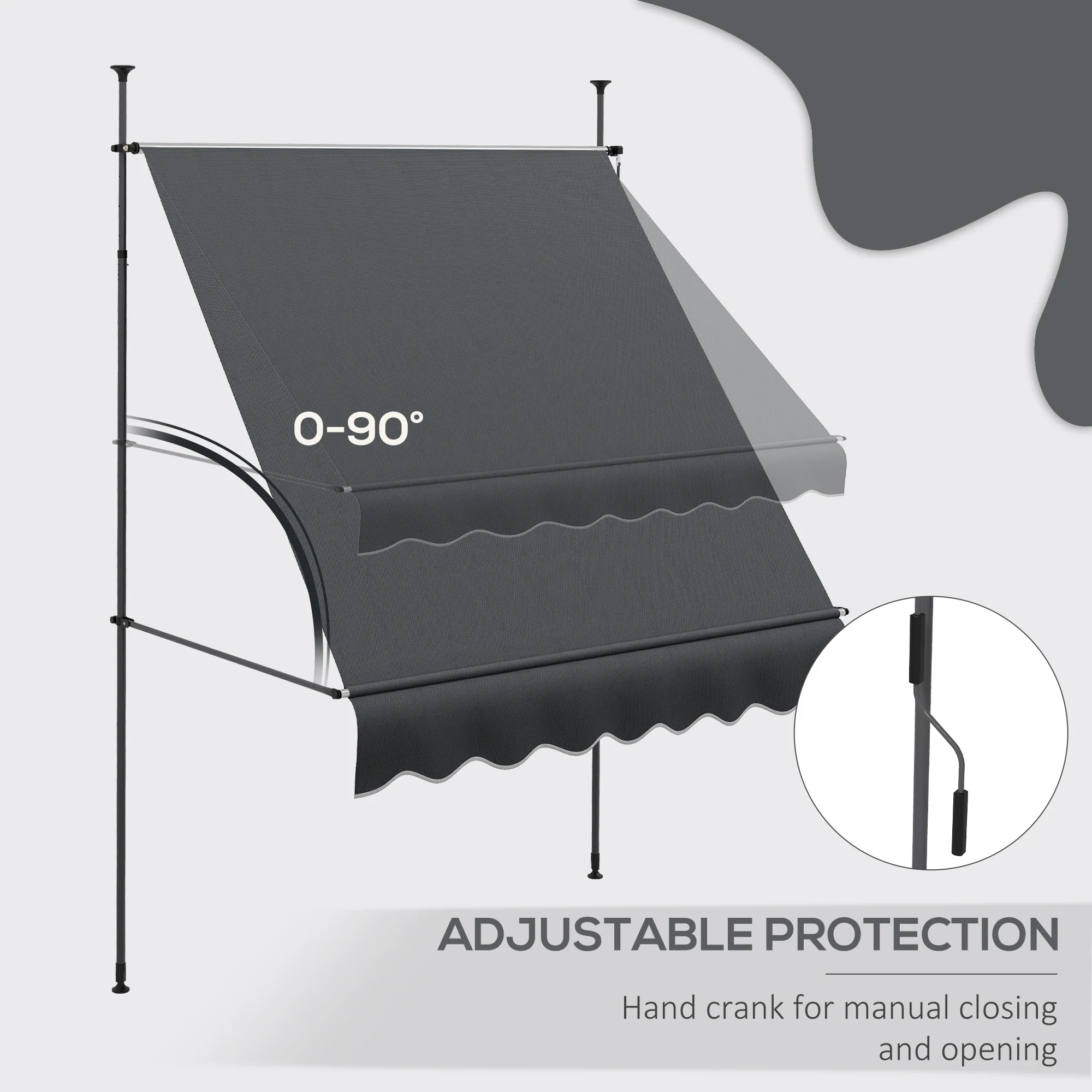 Outsunny Freestanding Retractable Awning, Non-Screw Garden Awning - Image 13