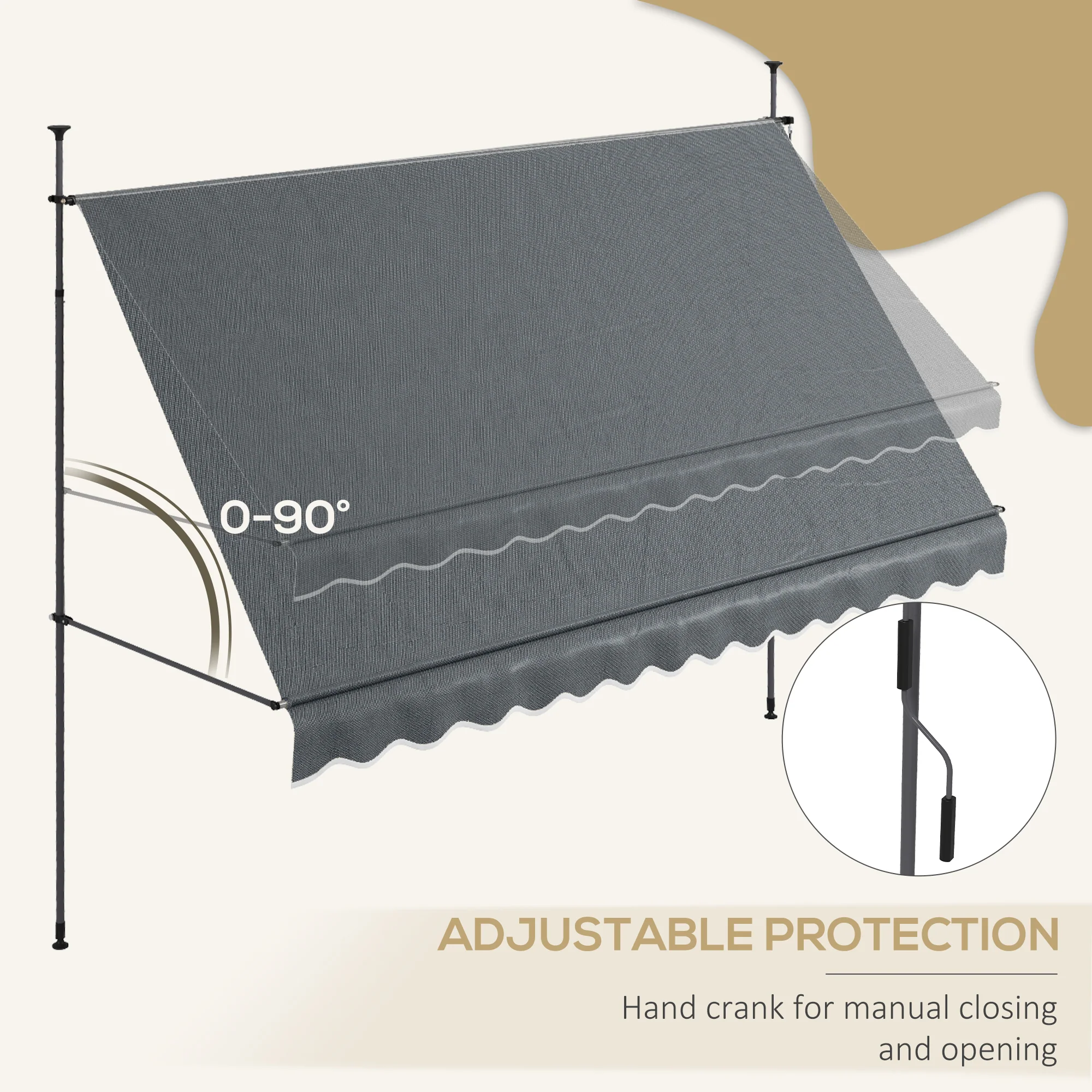 Outsunny Freestanding Retractable Awning, Non-Screw Garden Awning - Image 4