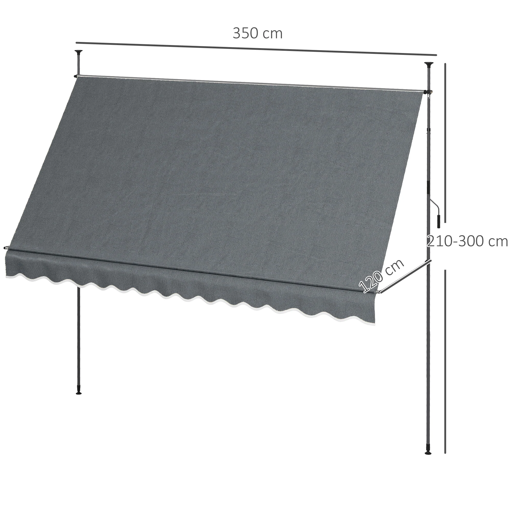 Outsunny Freestanding Retractable Awning, Non-Screw Garden Awning - Image 5