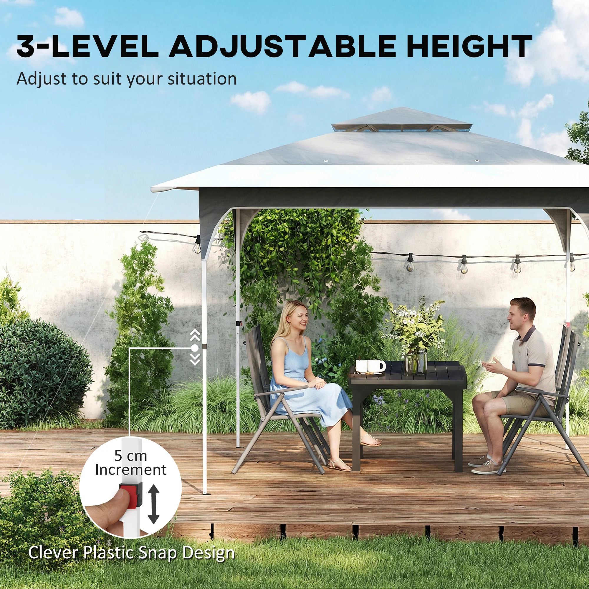 Outsunny 3.5 x 3.5 m Pop Up Gazebo, UPF50+ One-Touch Party Tent, Dark Grey - Image 7