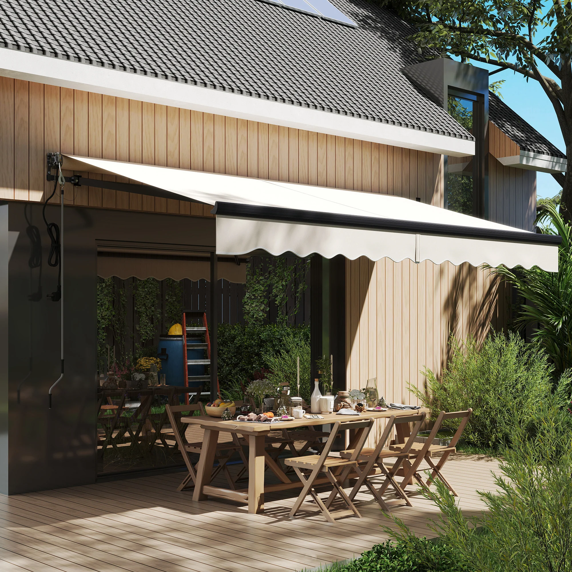 Outsunny 3.5 x 3(m) Electric Retractable Awning w/ Aluminium Frame - Image 2