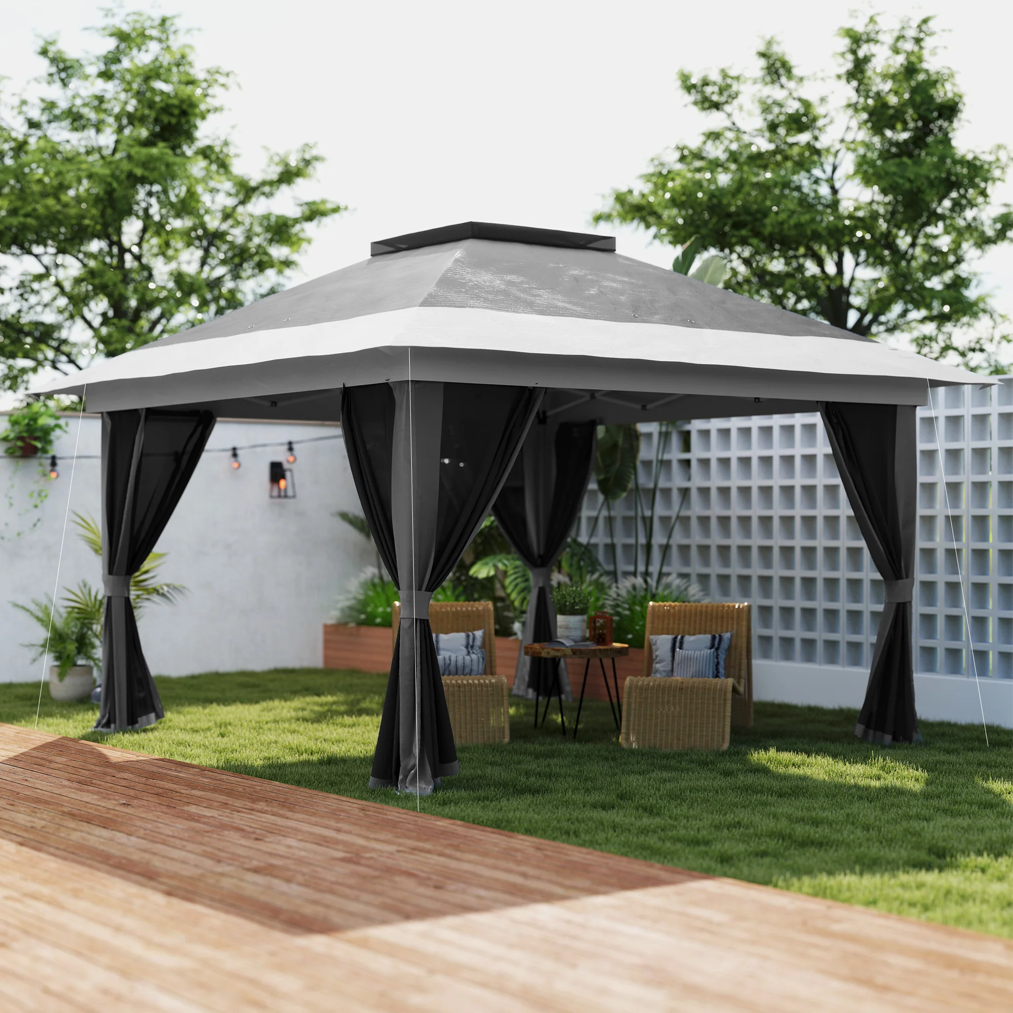 Outsunny 3.6 X 3.6m Pop Up Gazebo With Netting And Wheeled Bag - Image 20