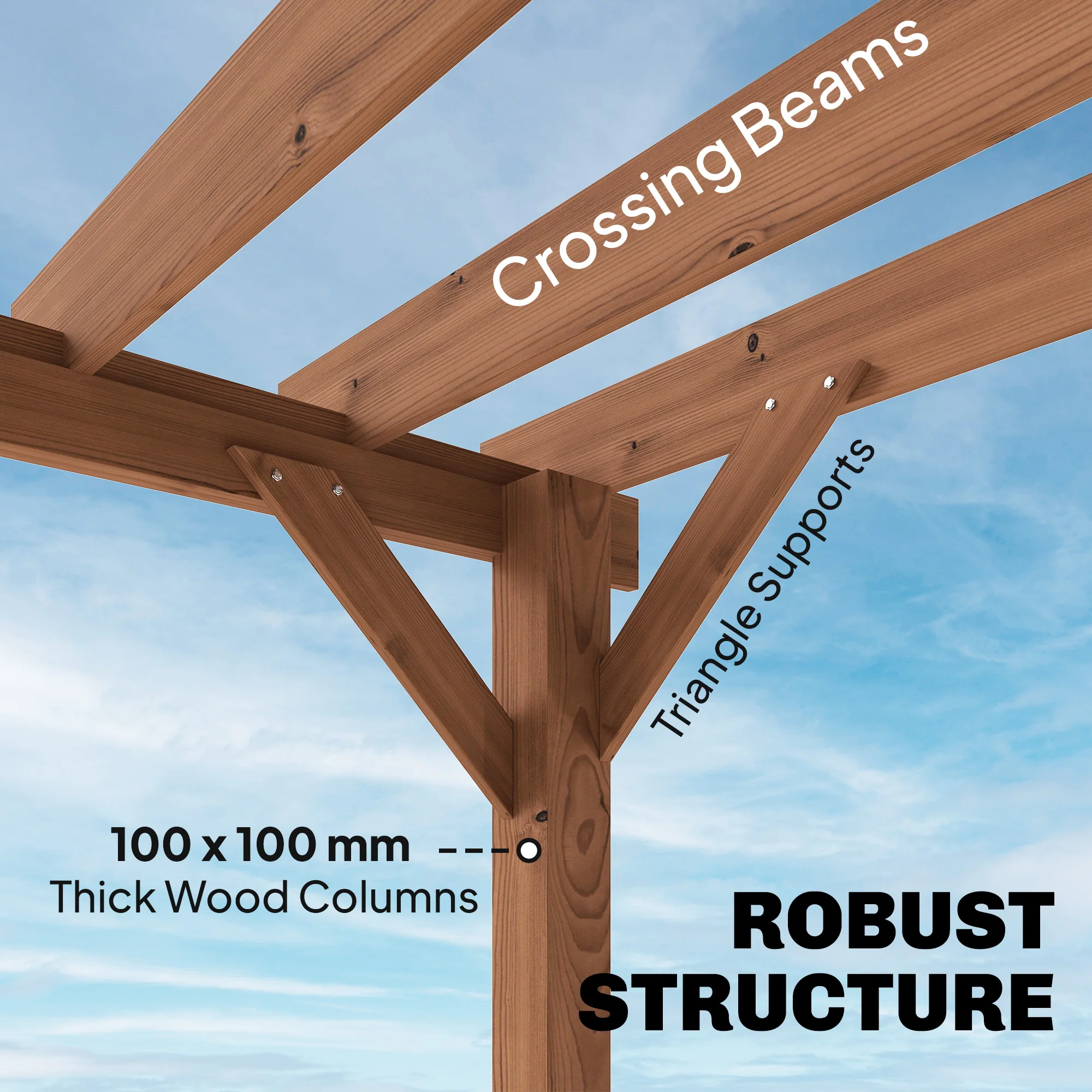 Outsunny 3.6 x 3 m Wooden Pergola Gazebo Grape Trellis, Maple Wood-effect - Image 3