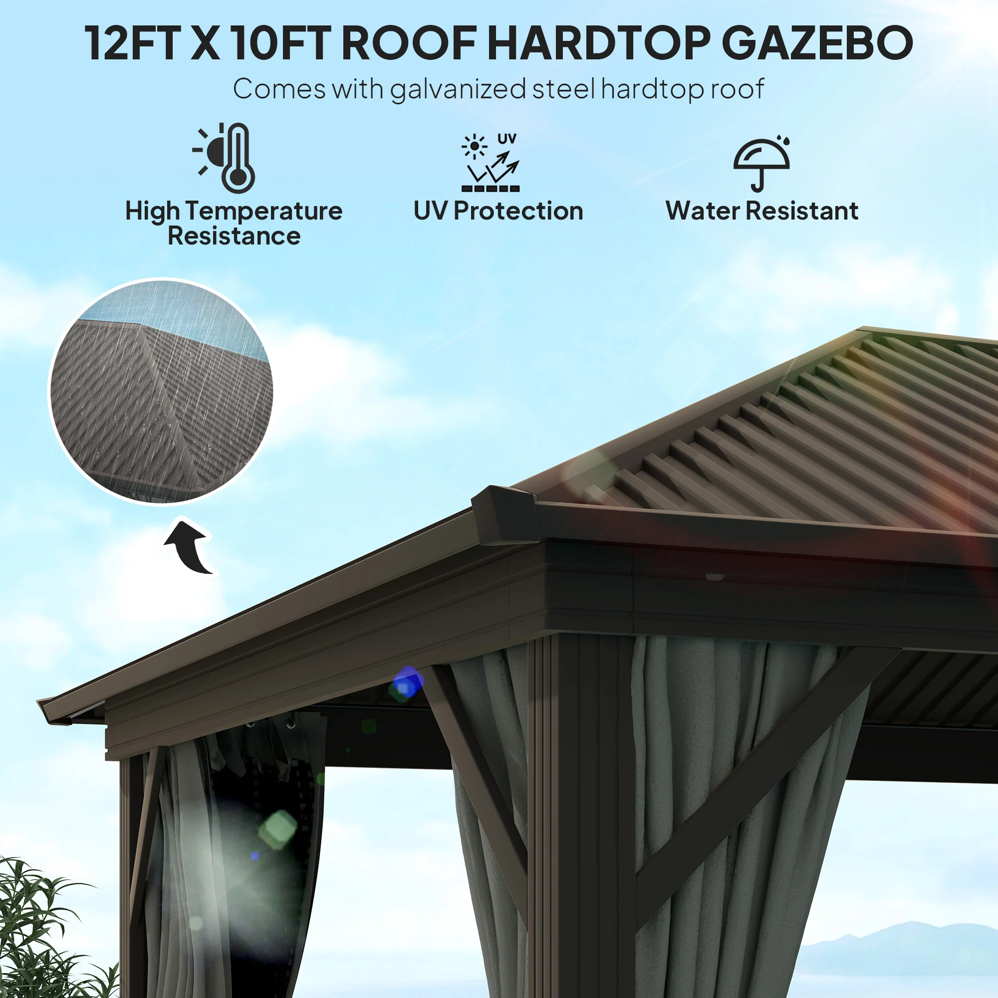 Outsunny 3.6 X 3(m) Metal Garden Hardtop Gazebo With Screened Curtain - Image 12