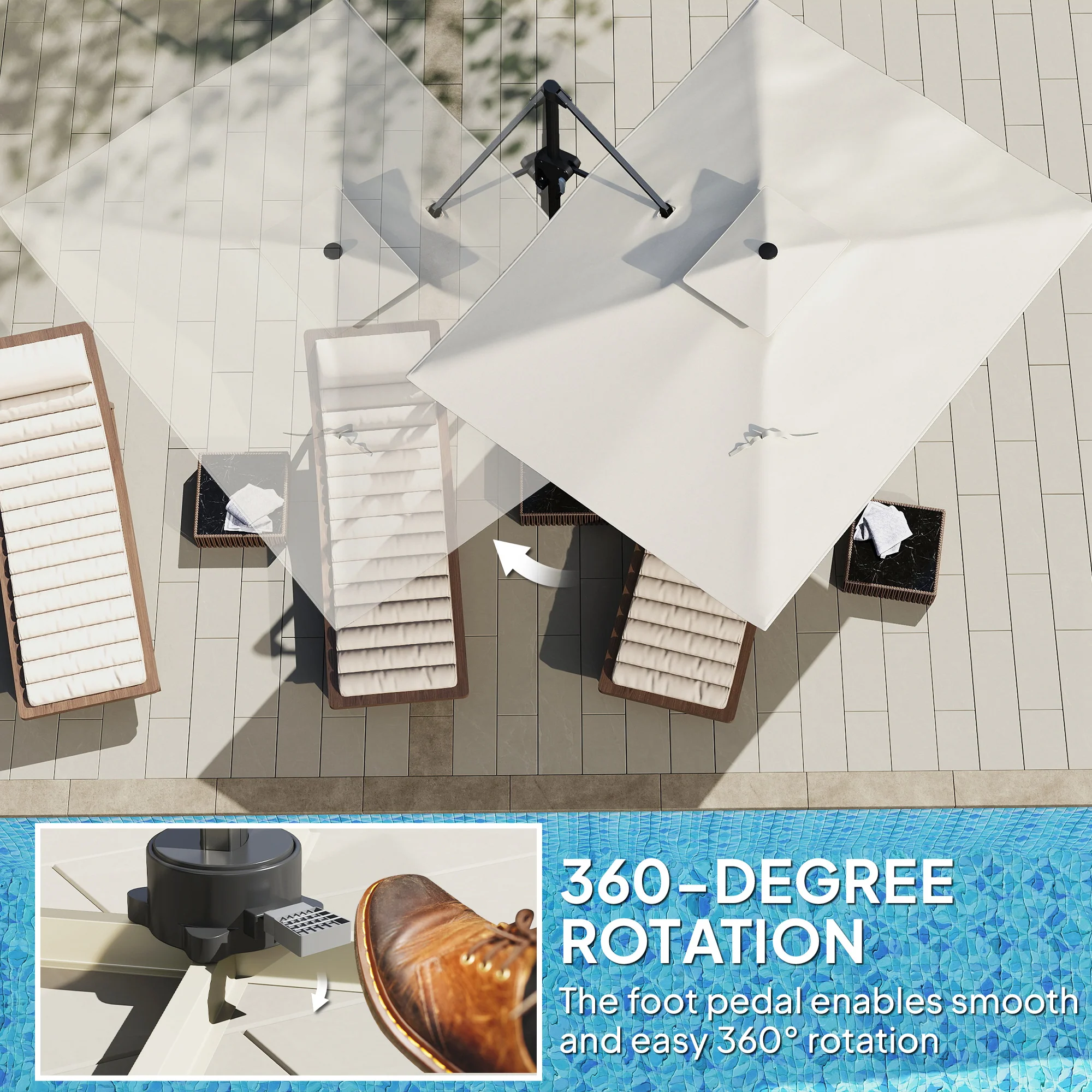 Outsunny 3.7 X 2.7 M Cantilever Parasol W/ 360° Rotation - Image 7