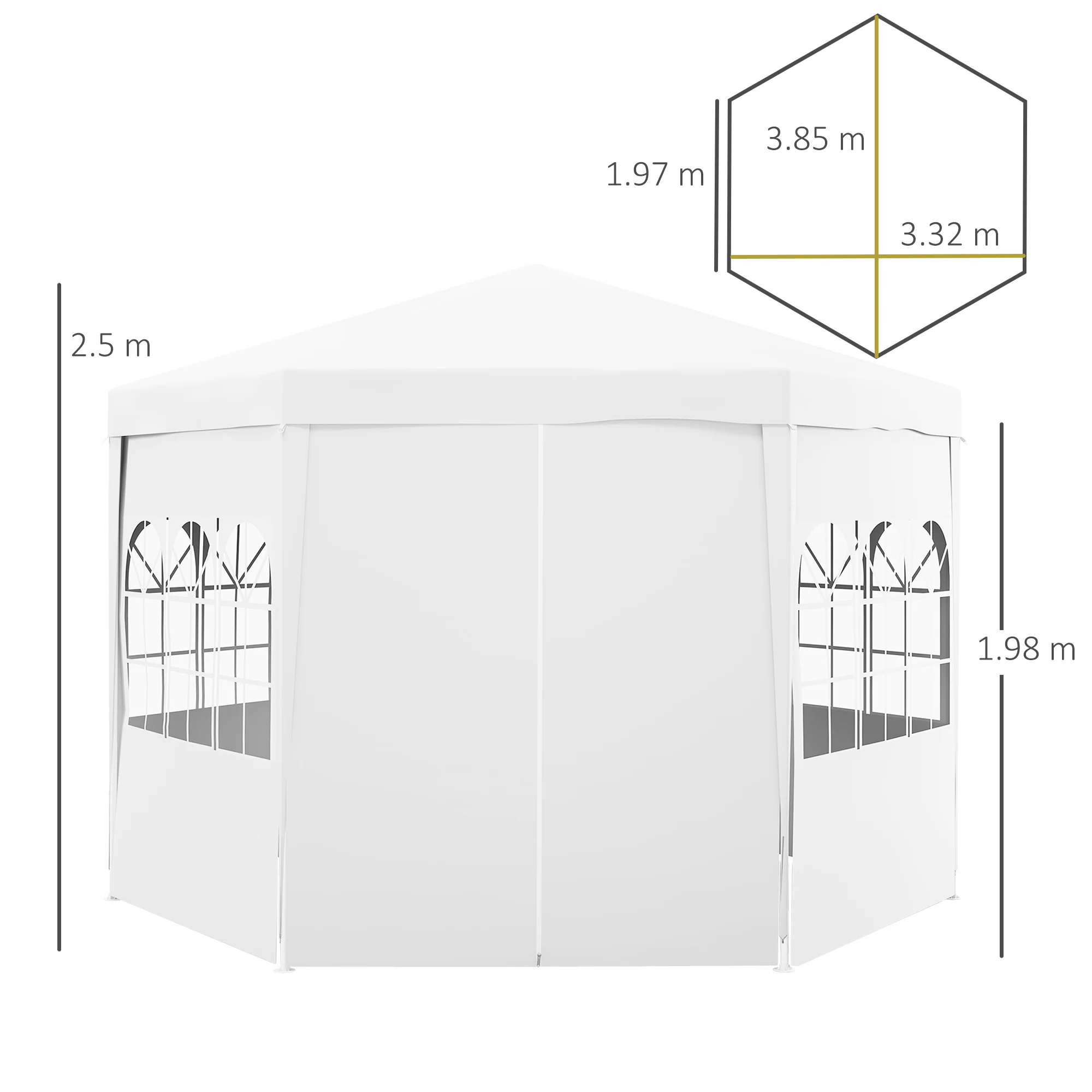 Outsunny 3.9m Outdoor Gazebo Canopy Party Tent with 6 Removable Side Walls - Image 5