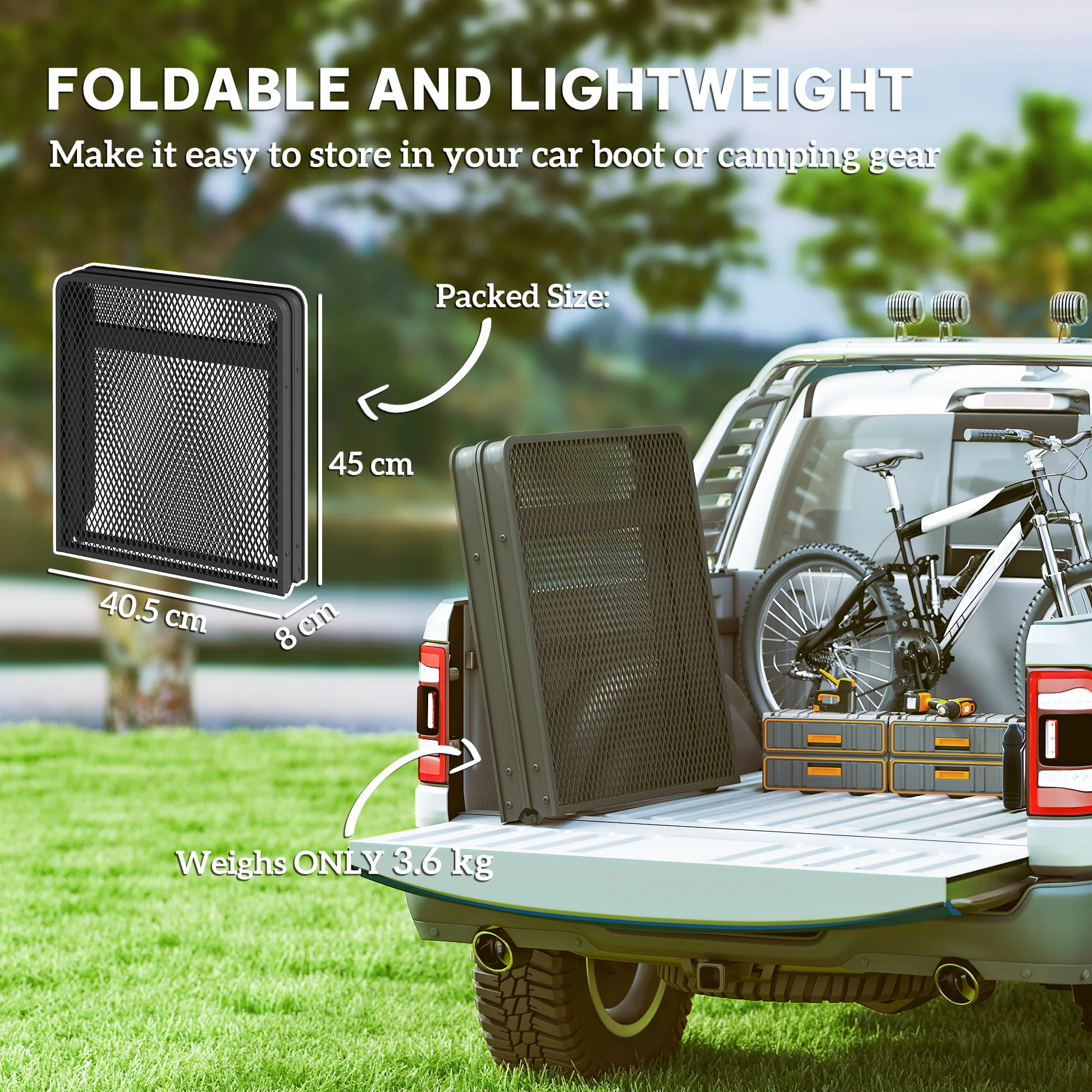 Outsunny 3 ft Folding Camping Table w/ Adjustable Heights & Mesh Desktop - Image 6