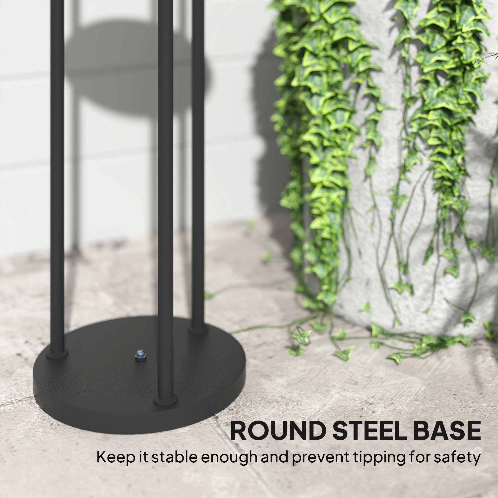 Outsunny 3-Light Solar Rattan Floor Lamp With Shelf, Auto On/Off, Grey - Image 9