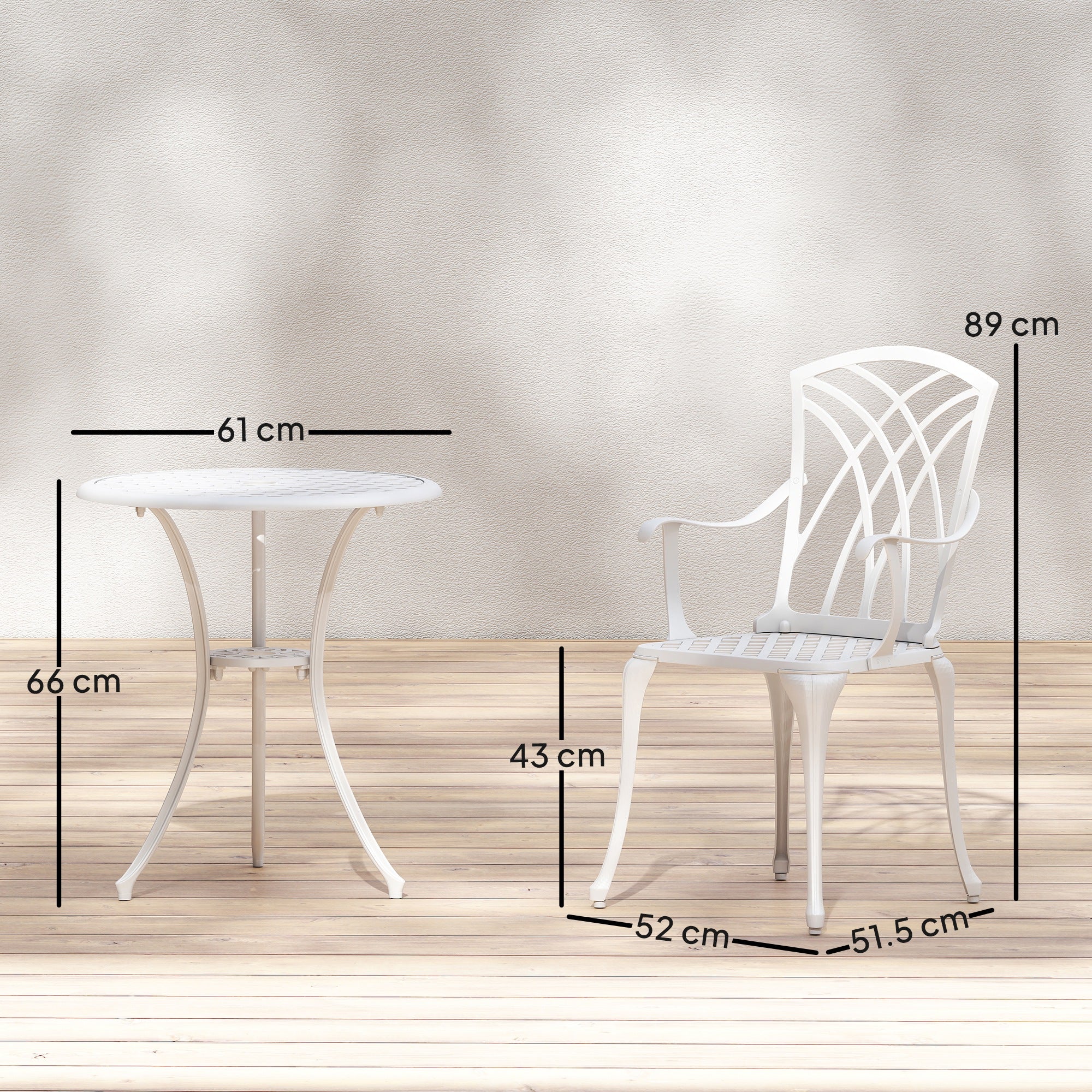 Outsunny 3 PCs Garden Bistro Set Outdoor Garden Furniture Set W/ Umbrella Hole - Image 3