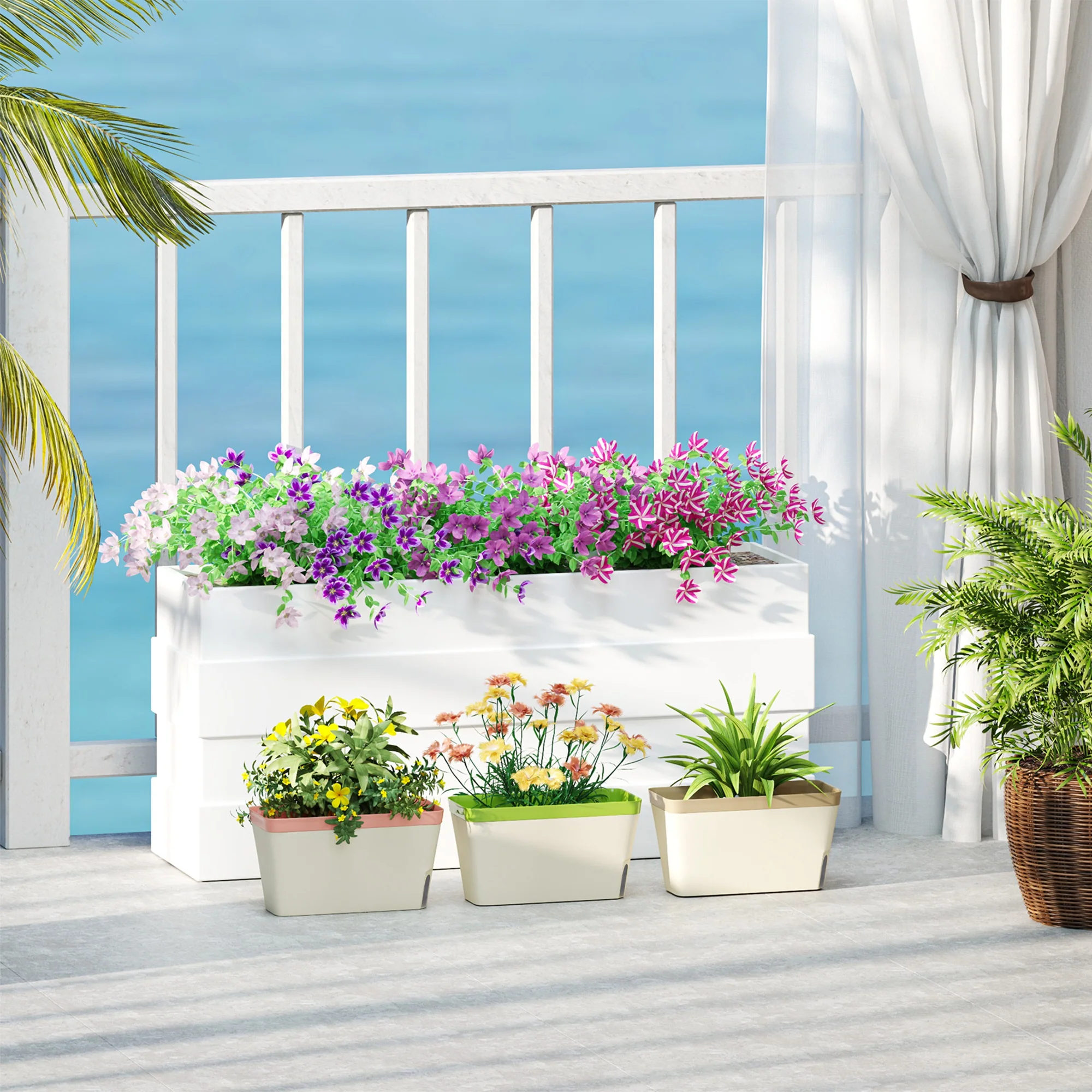 Outsunny 3 Pcs Self Watering Plant Pots w/ Visual Water Level Window - Image 2