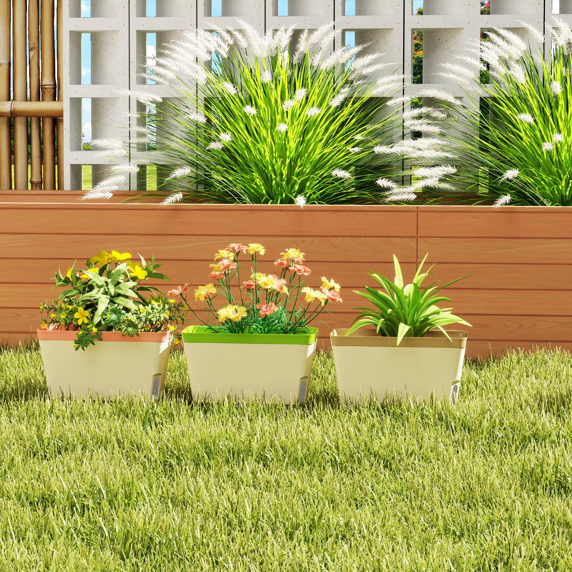 Outsunny 3 Pcs Self Watering Plant Pots w/ Visual Water Level Window - Image 8