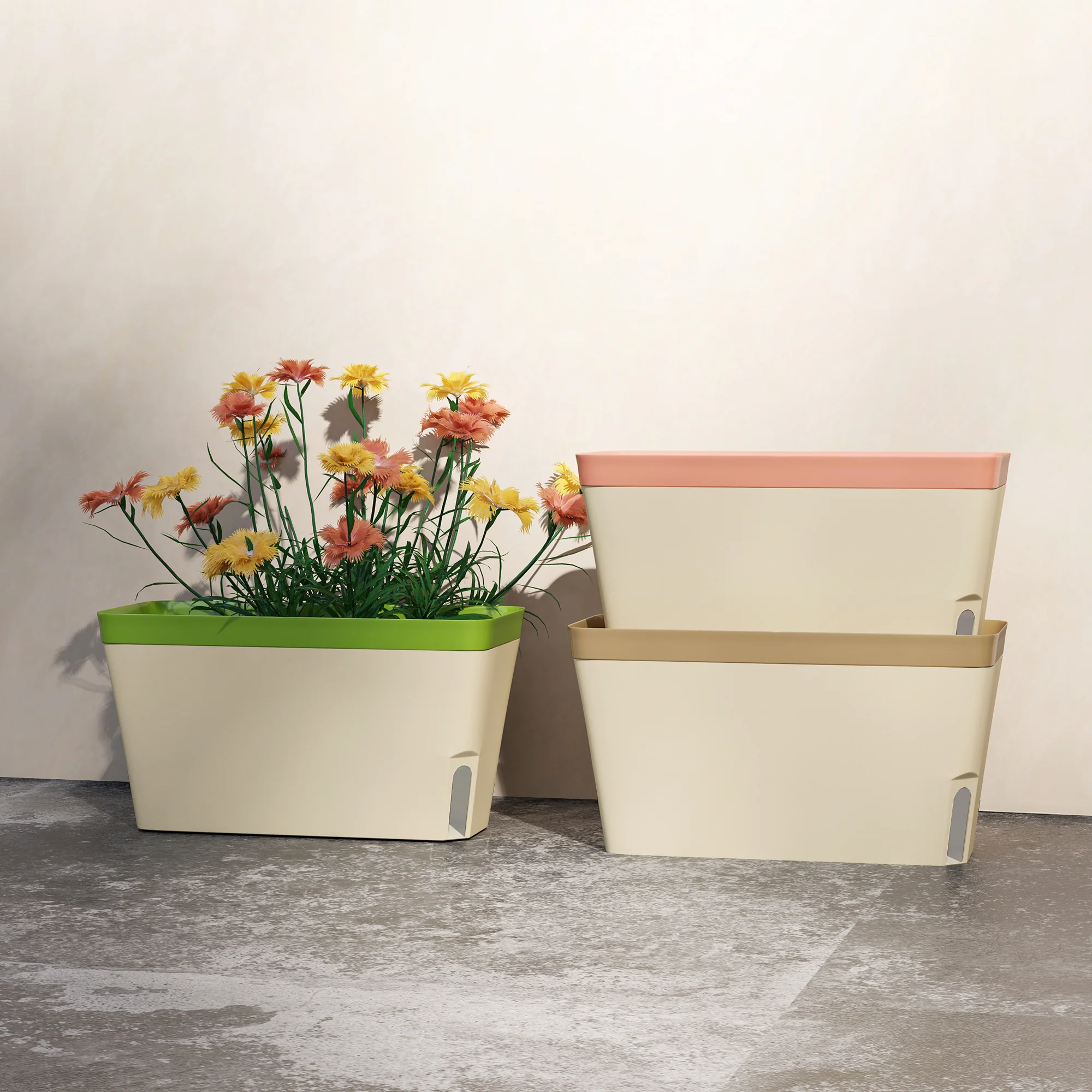 Outsunny 3 Pcs Self Watering Plant Pots w/ Visual Water Level Window - Image 9