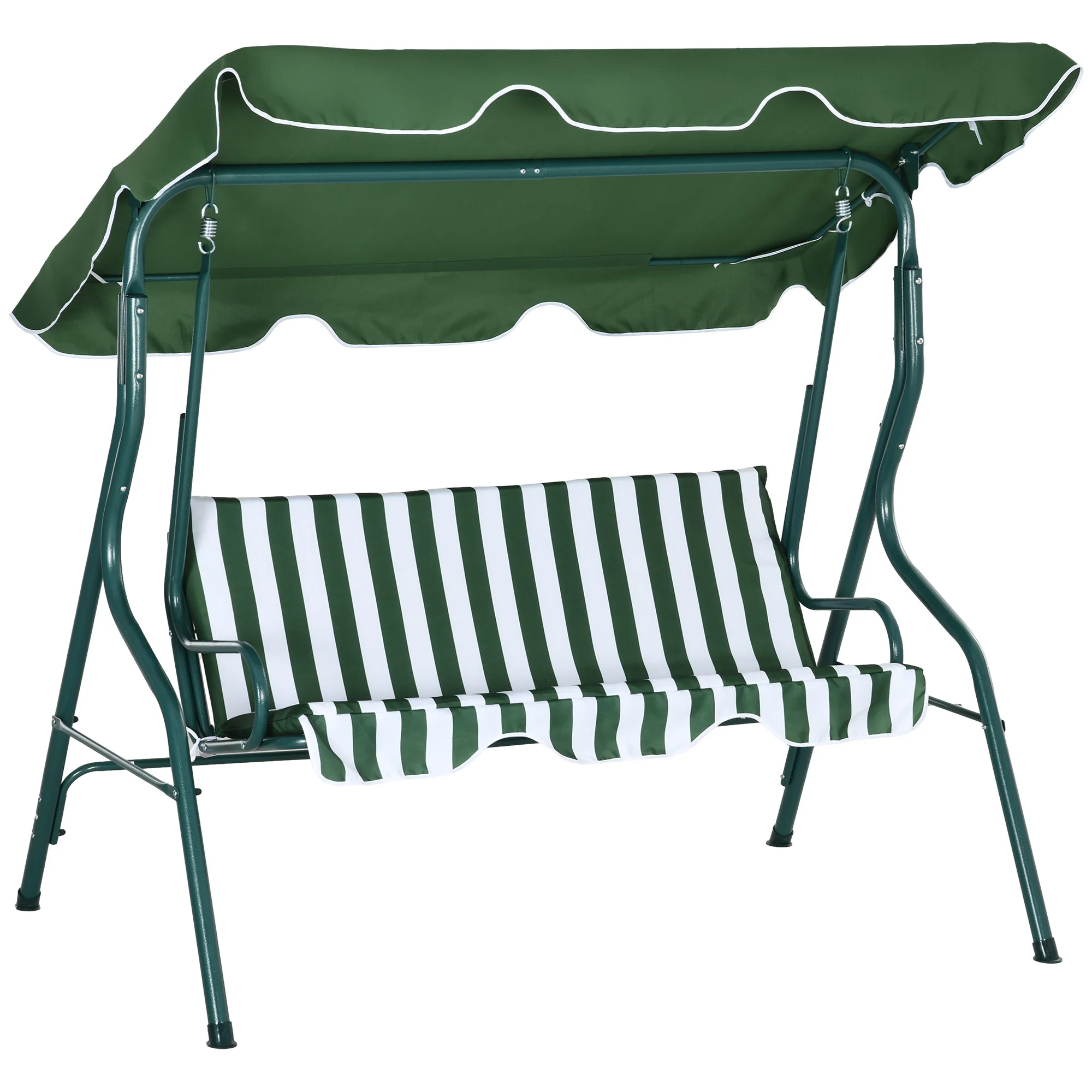 Outsunny 3-person Garden Swing Chair W/ Adjustable Canopy, Stripes