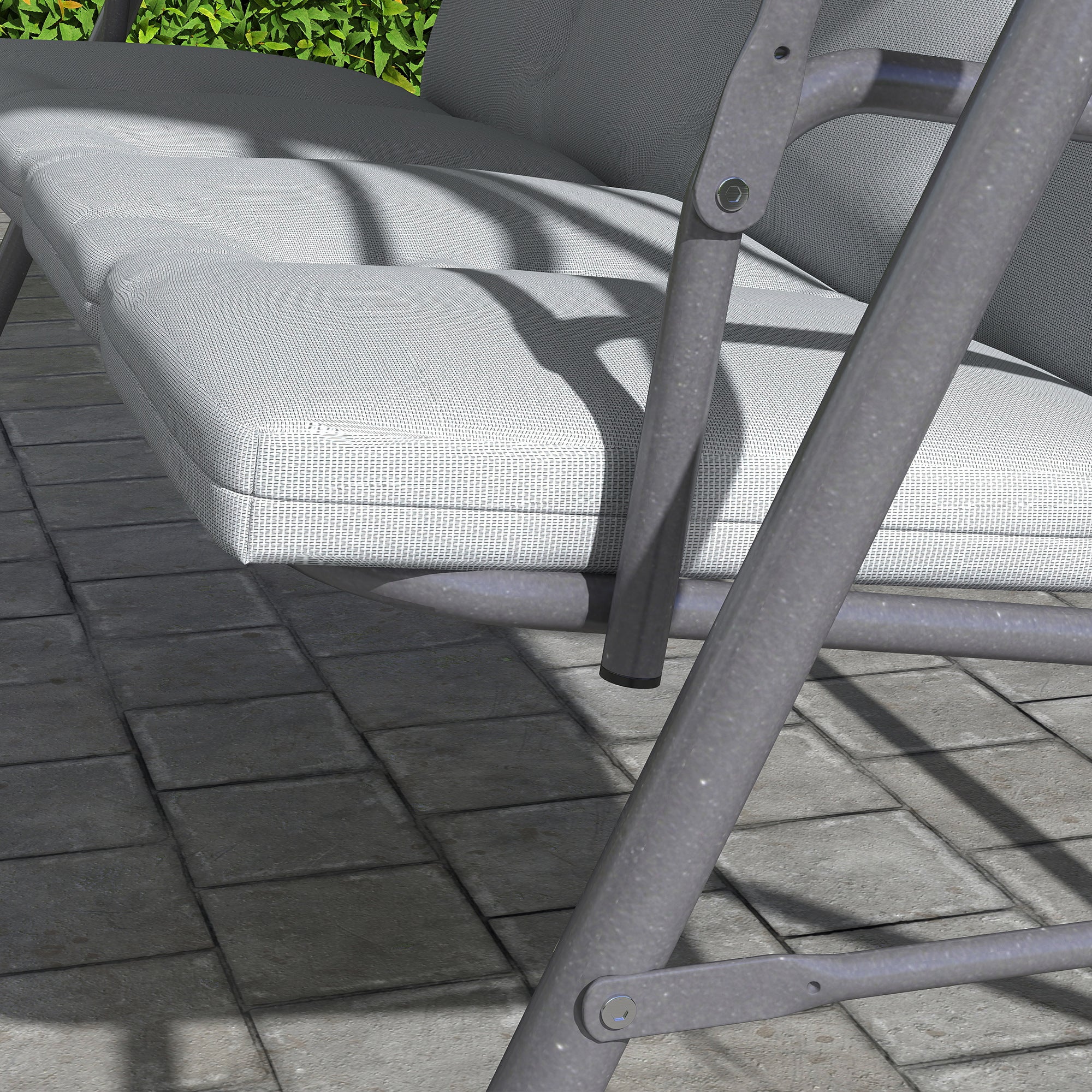 Outsunny 3 Person Porch Swing Chair Outdoor Lounge Bench Canopy Light Grey - Image 9